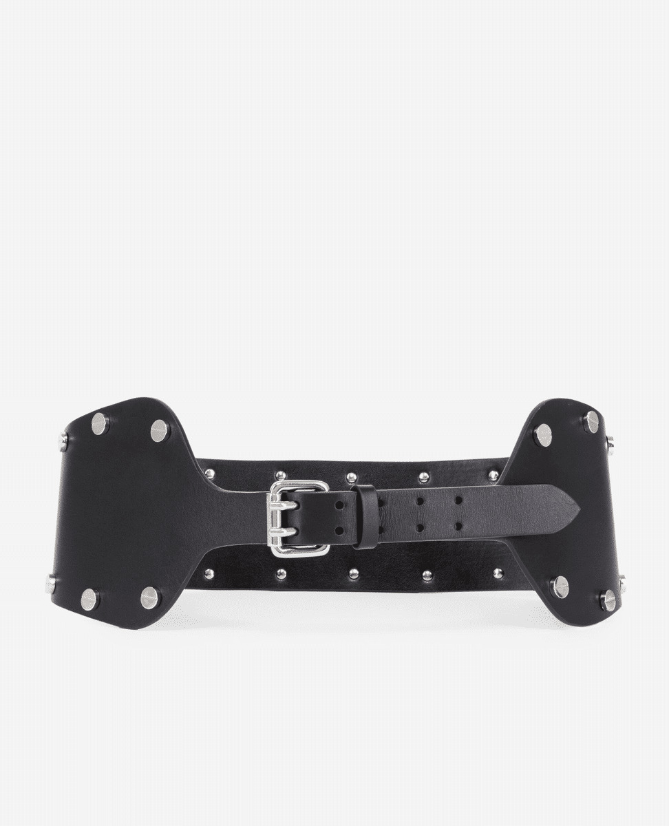 Large Ceinture En Cuir Avec Rivets En Metal