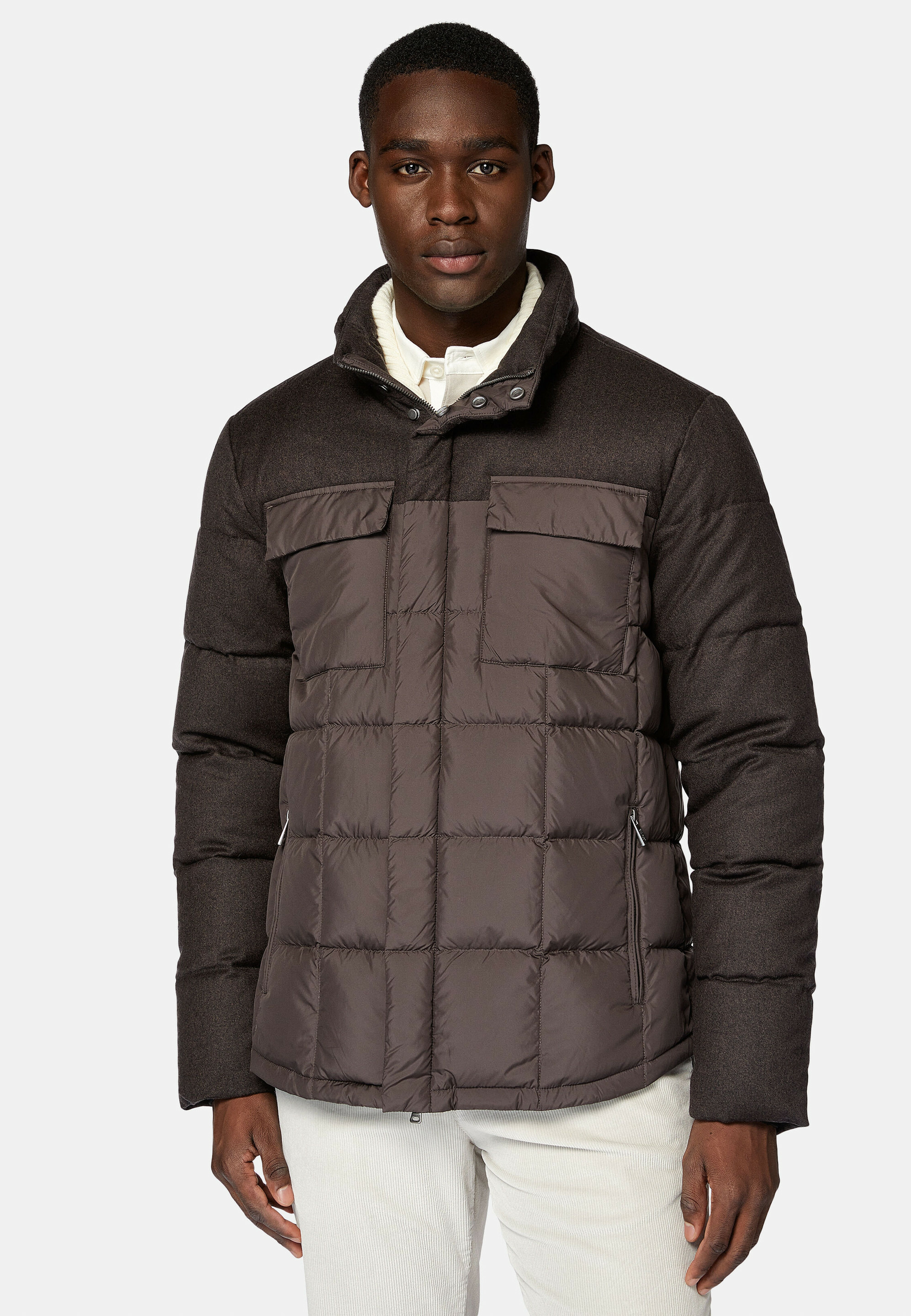 Bomber Flyn En Flanelle Et Tissu Tech En Plume