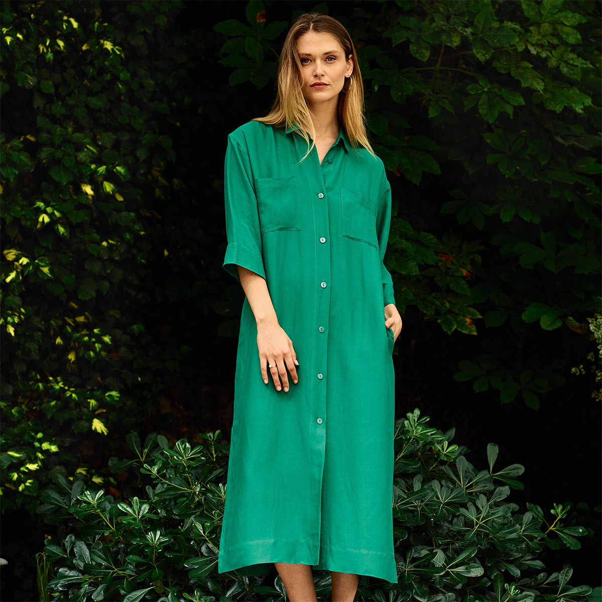 Laurence Tavernier - Robe Longue en popeline de viscose lin, Maldives