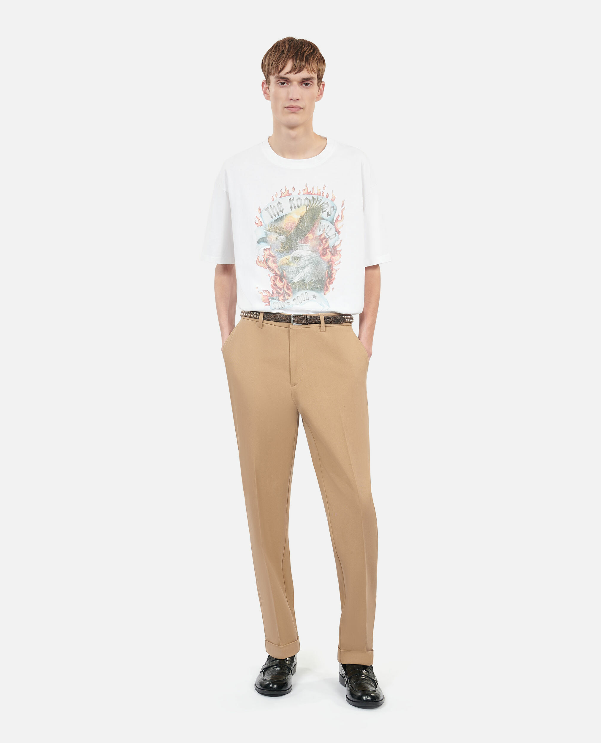 T-Shirt Écru Sérigraphie Eagles On Fire Homme