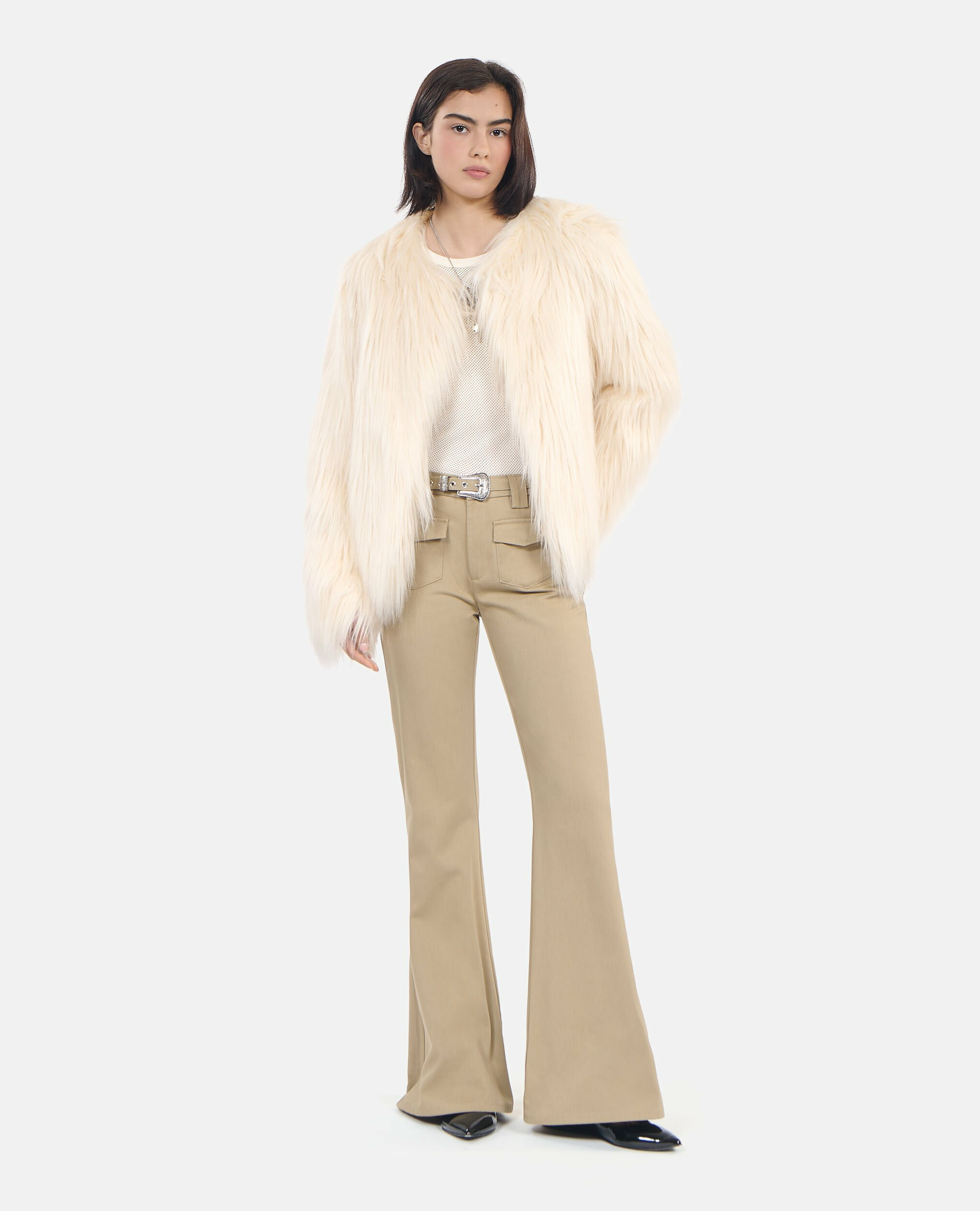 Pantalon Beige Flare Femme