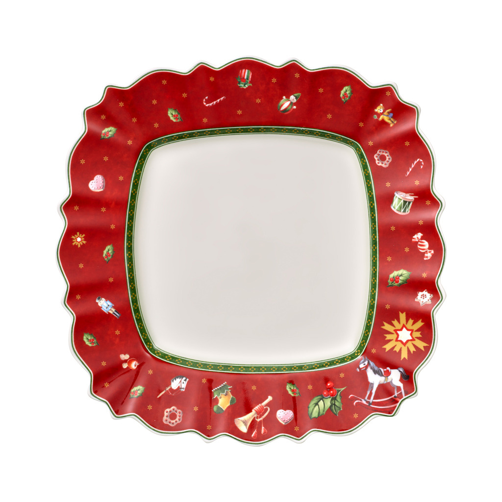 Toy’s Delight assiette plate carrée, rouge/multicolore, 28 x 28 cm