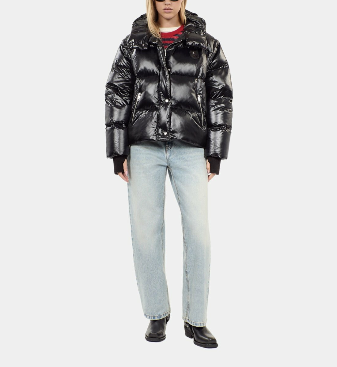 Doudoune À Manches Amovibles Noire Femme