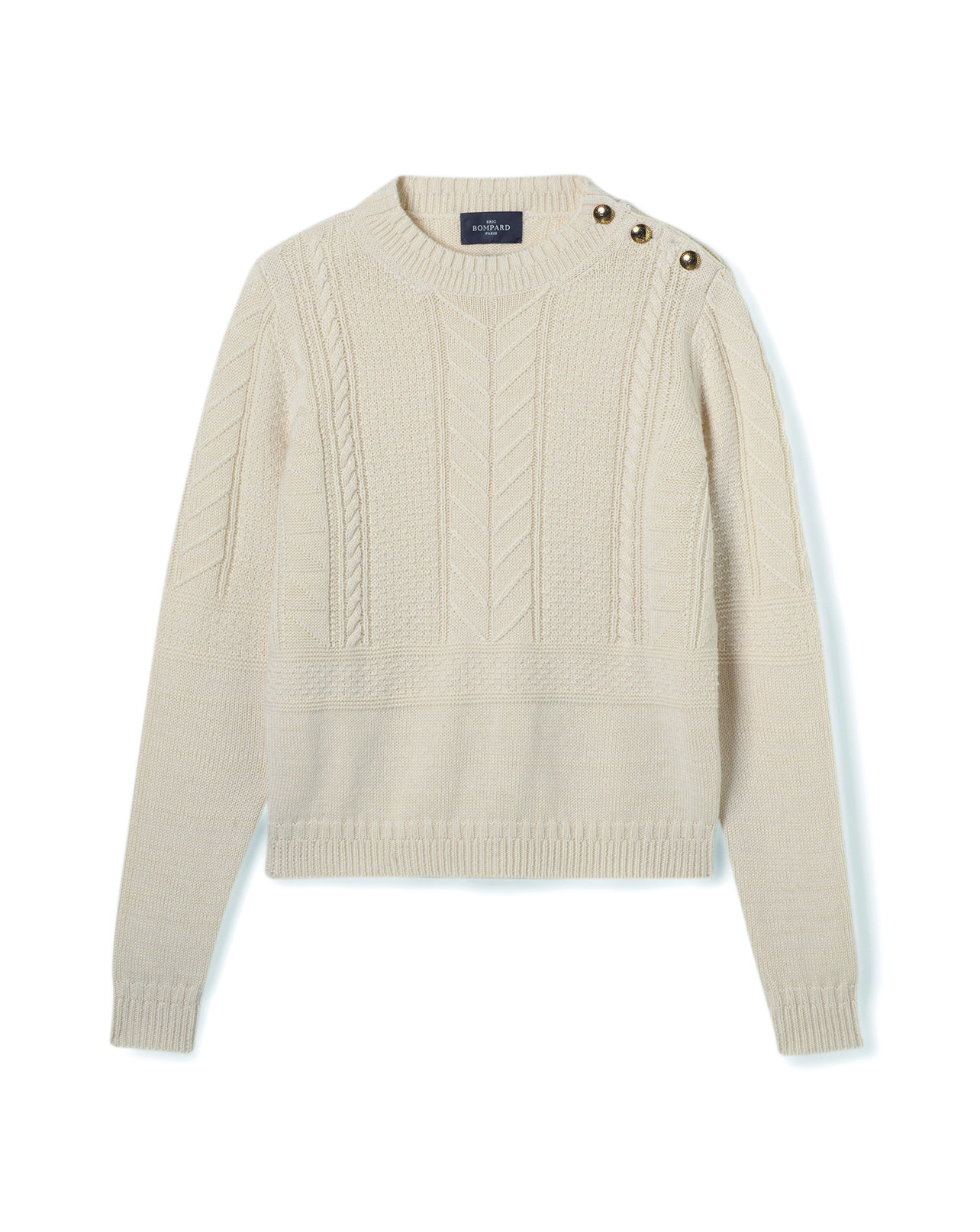 Pull col rond guernesey - Femme - NATUREL