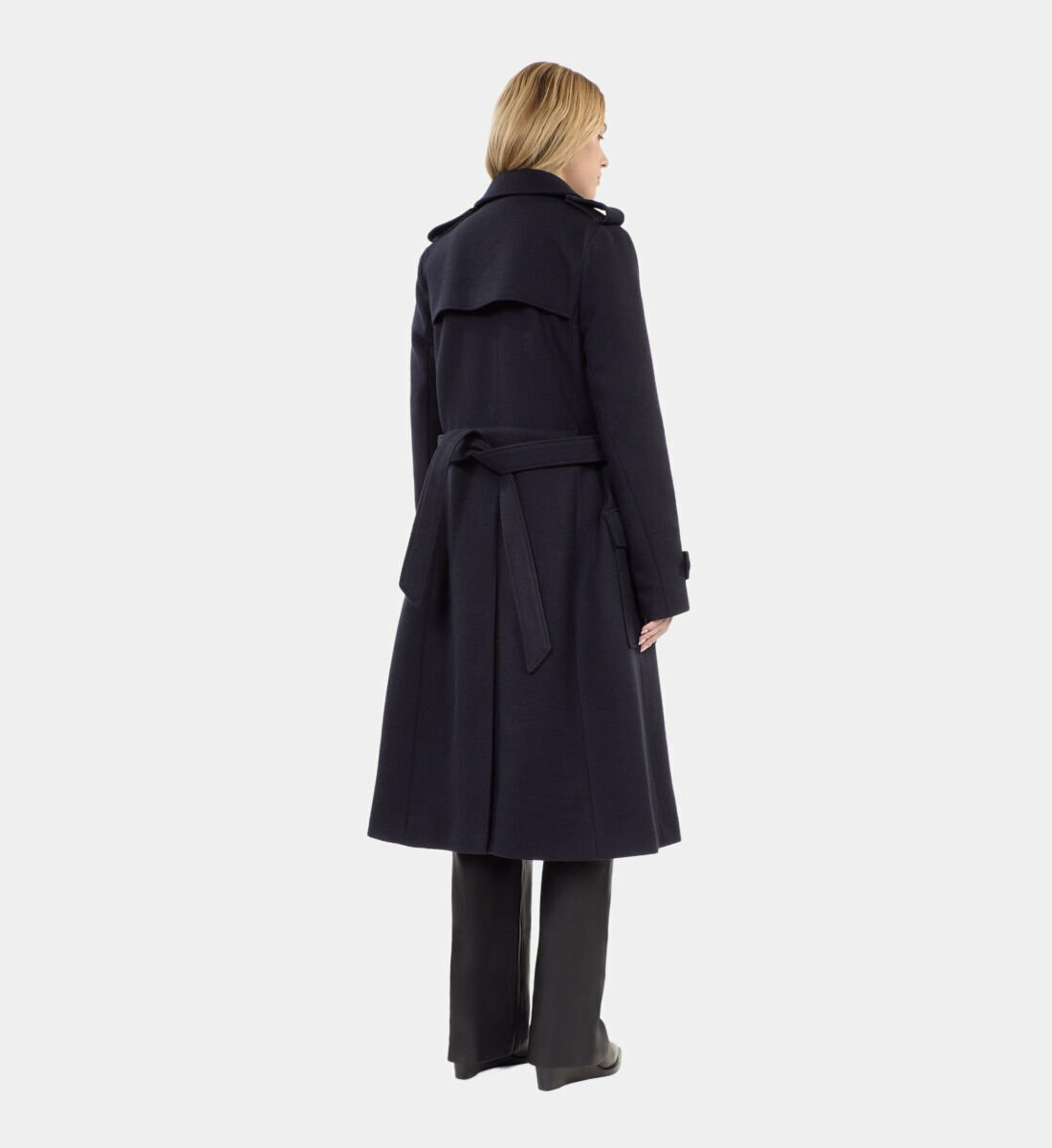 Manteau Long Style Trench Bleu Marine Femme