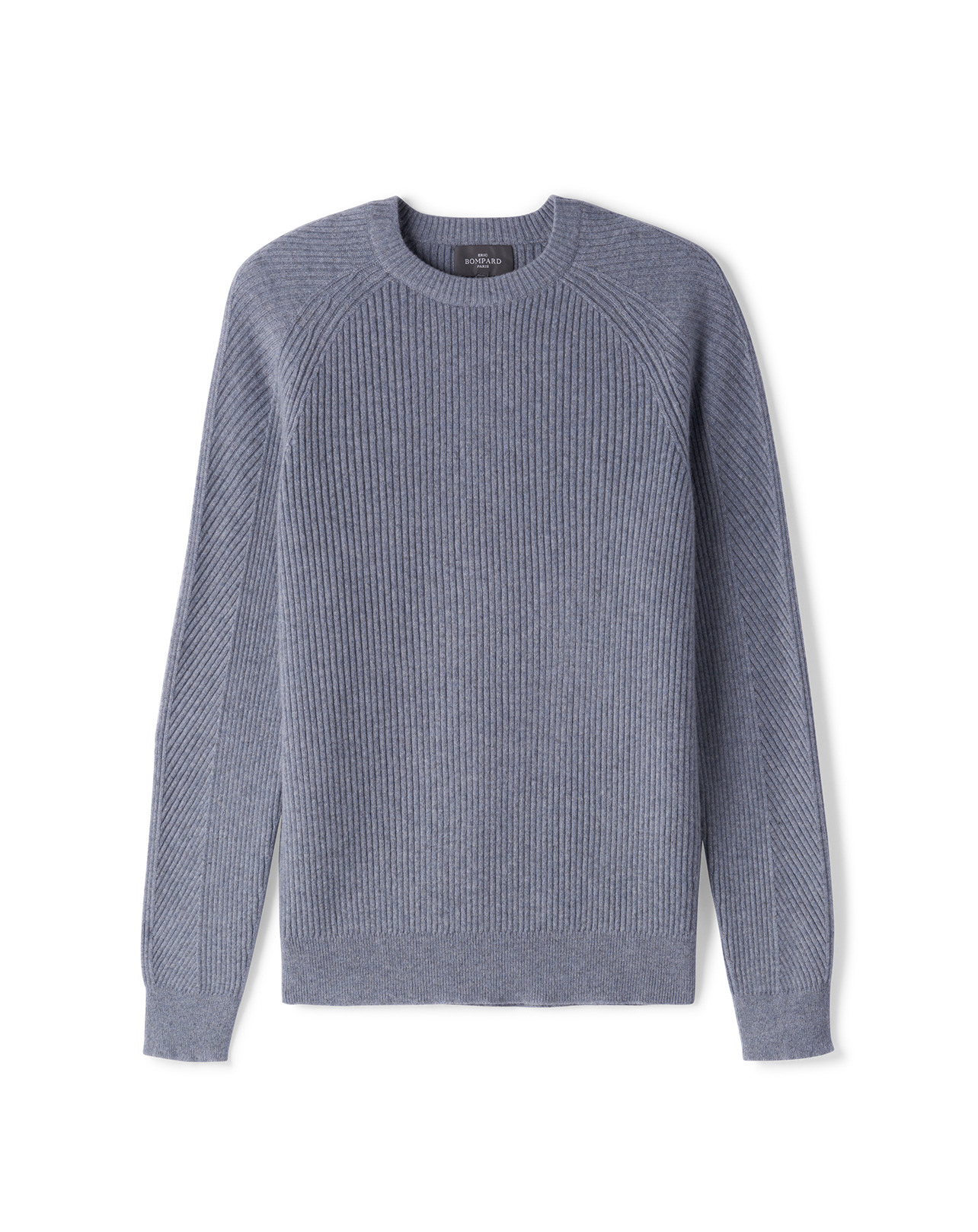 Pull col rond à côtes - Homme - BLEU MONTAGNE