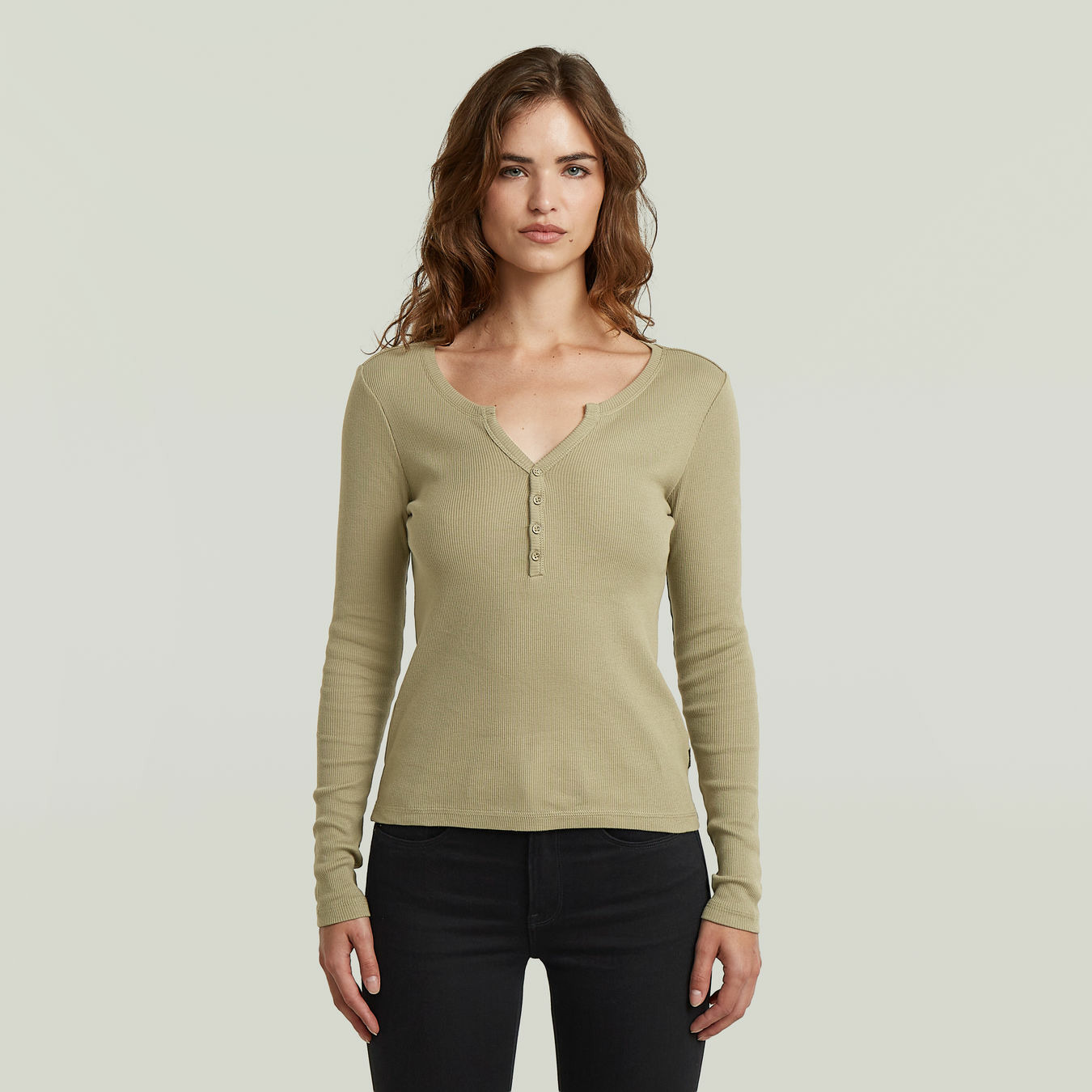 T-shirt Deep V Henley Slim