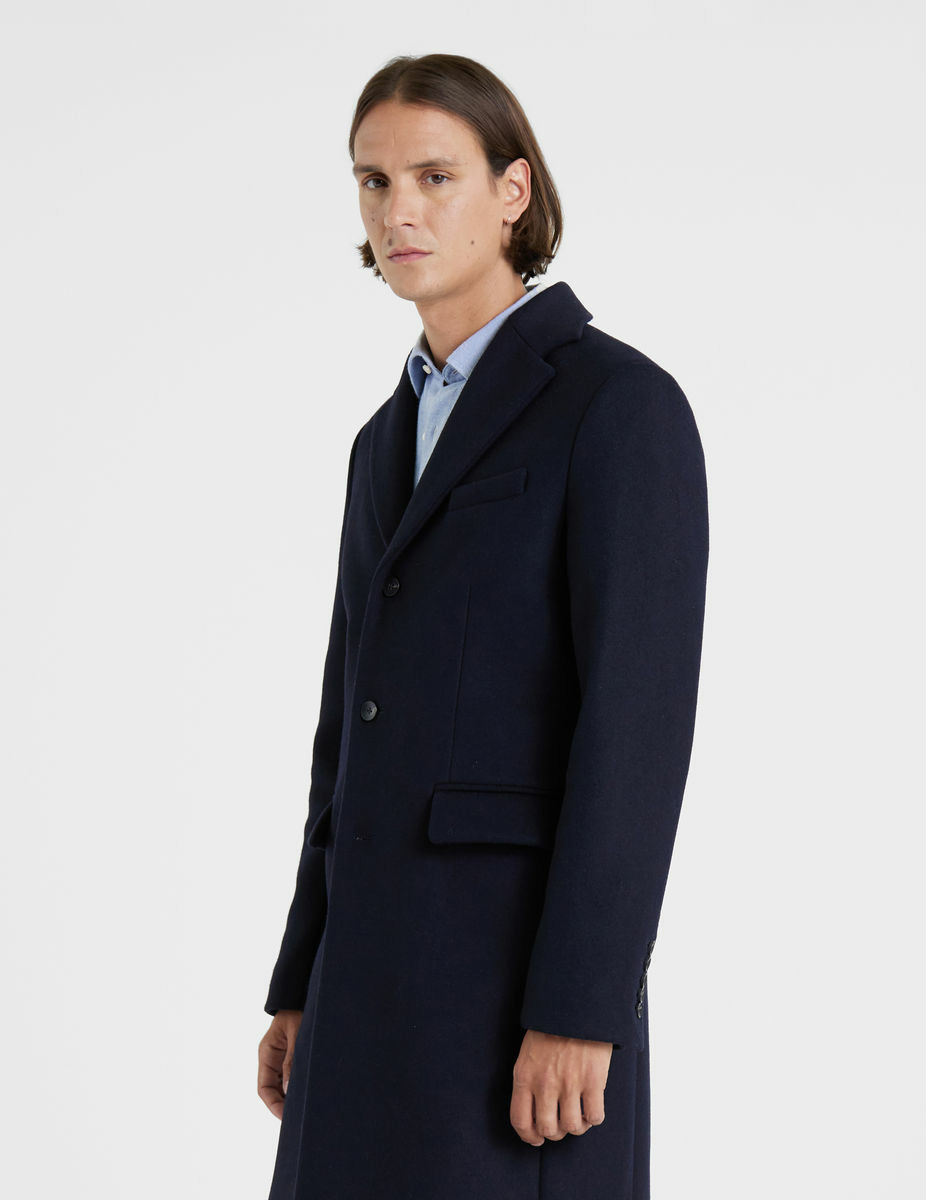 Manteau Evan en drap de laine marine