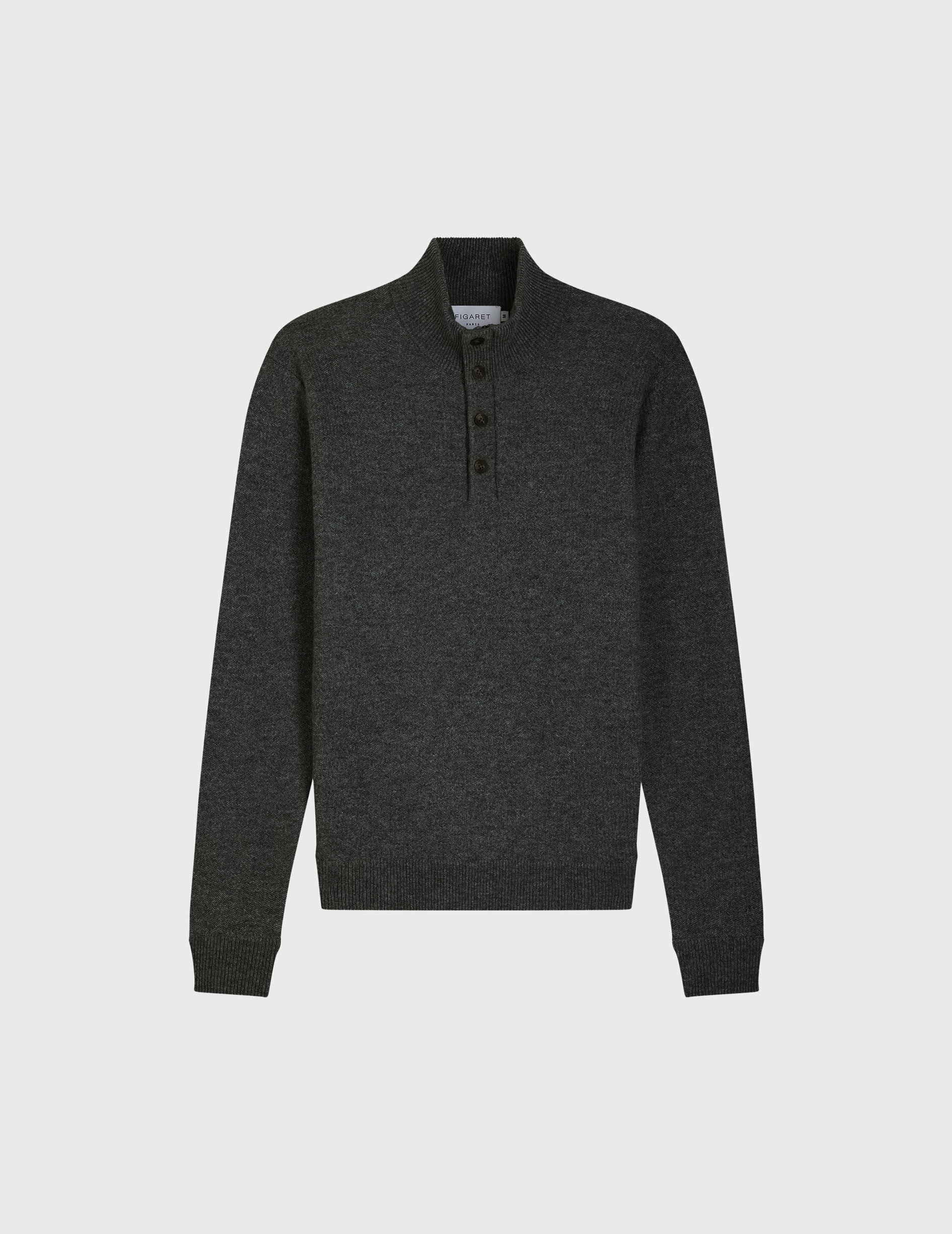 Pull col camionneur chris boutonné en laine et cachemire uni gri