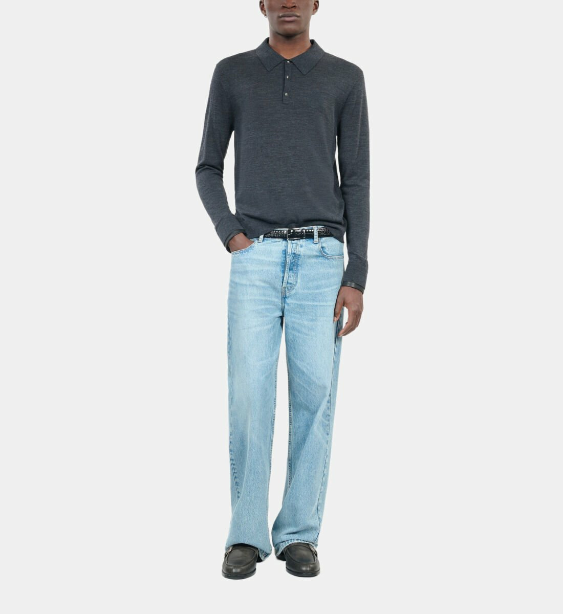 Pull En Laine Gris Homme