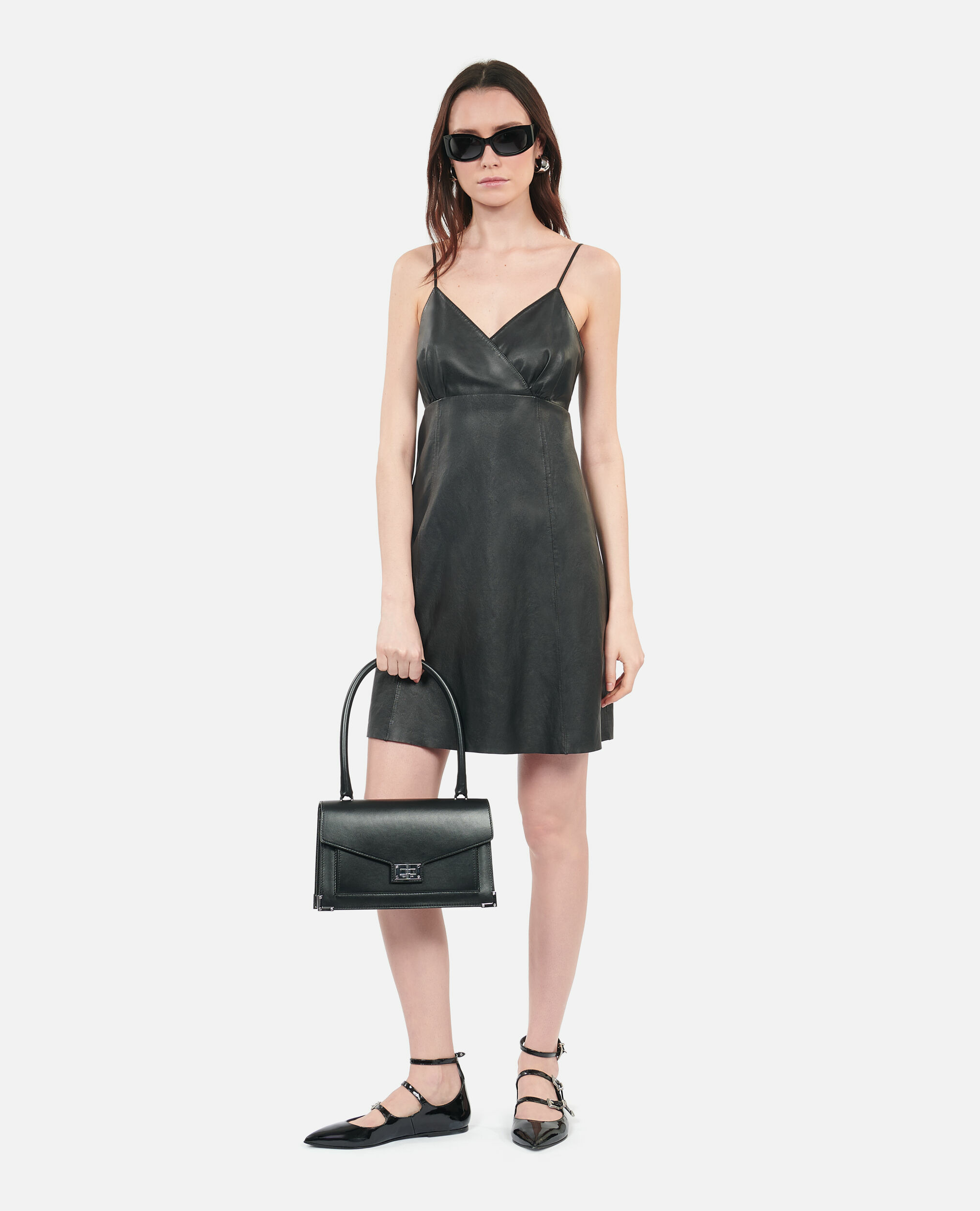 Robe Courte Noire En Cuir Femme