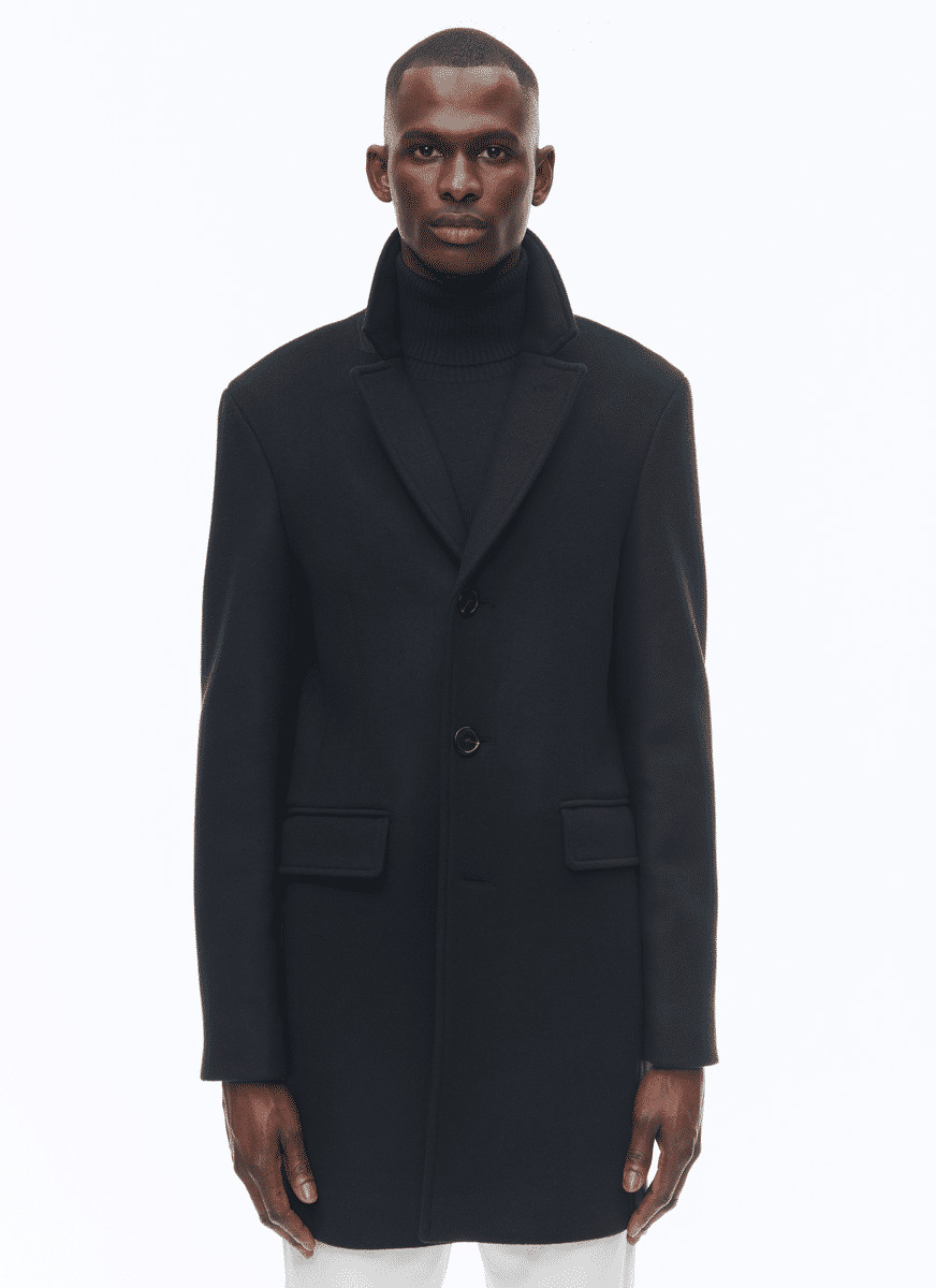 Manteau ajusté en drap de laine