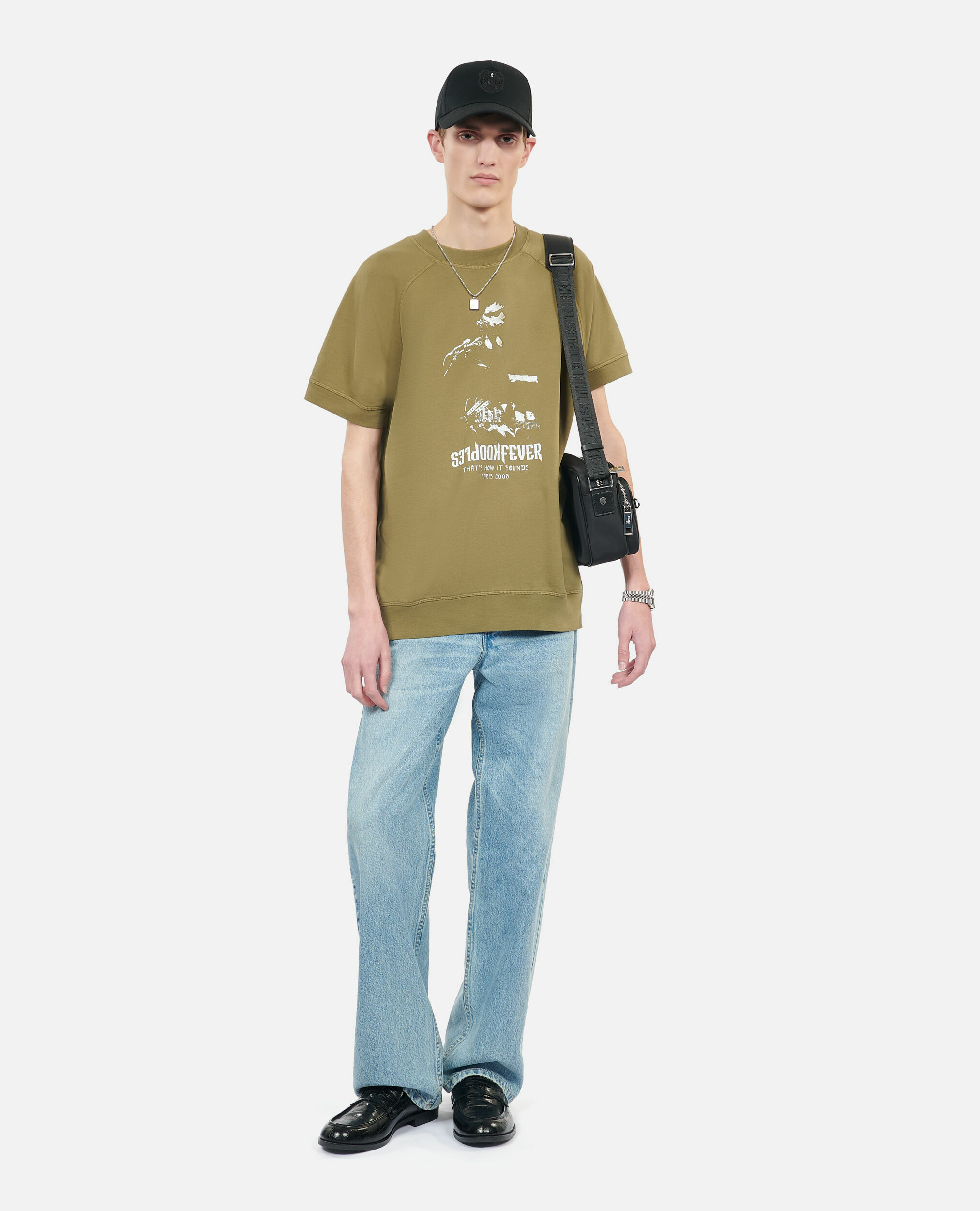 Sweatshirt Kaki Manches Courtes Sérigraphie Kooples Fever Homme