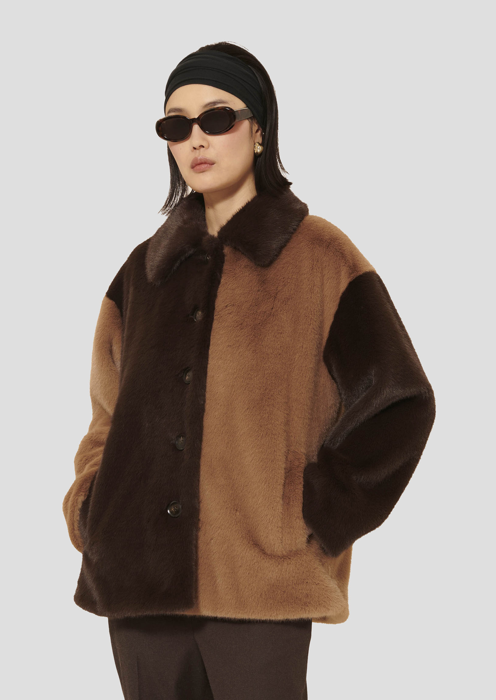 Manteau Magritte-Chocolat en Polyester