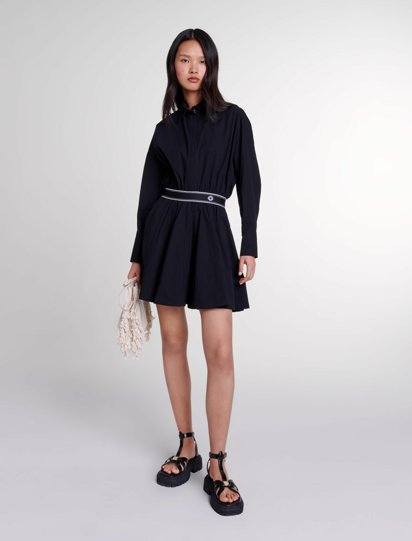 Robe chemise courte élastiquée