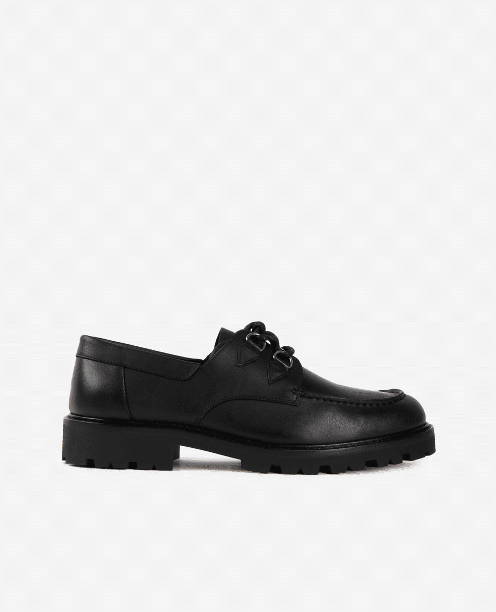 Derbies En Cuir Noir Avec Lacets