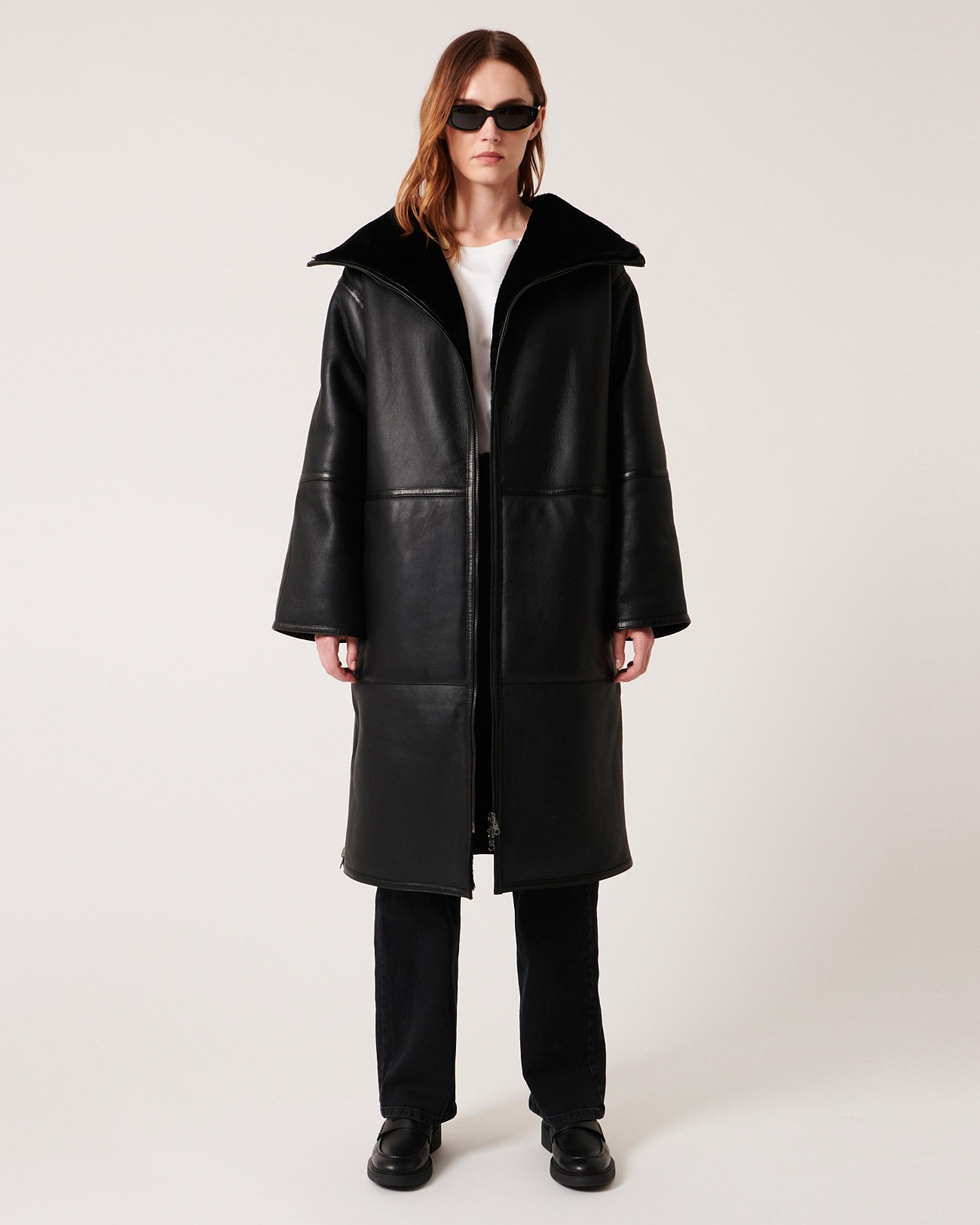 Manteau Mima Noir en cuir