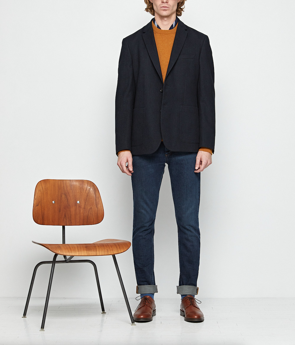 Veste seule Heaton en flanelle Navy