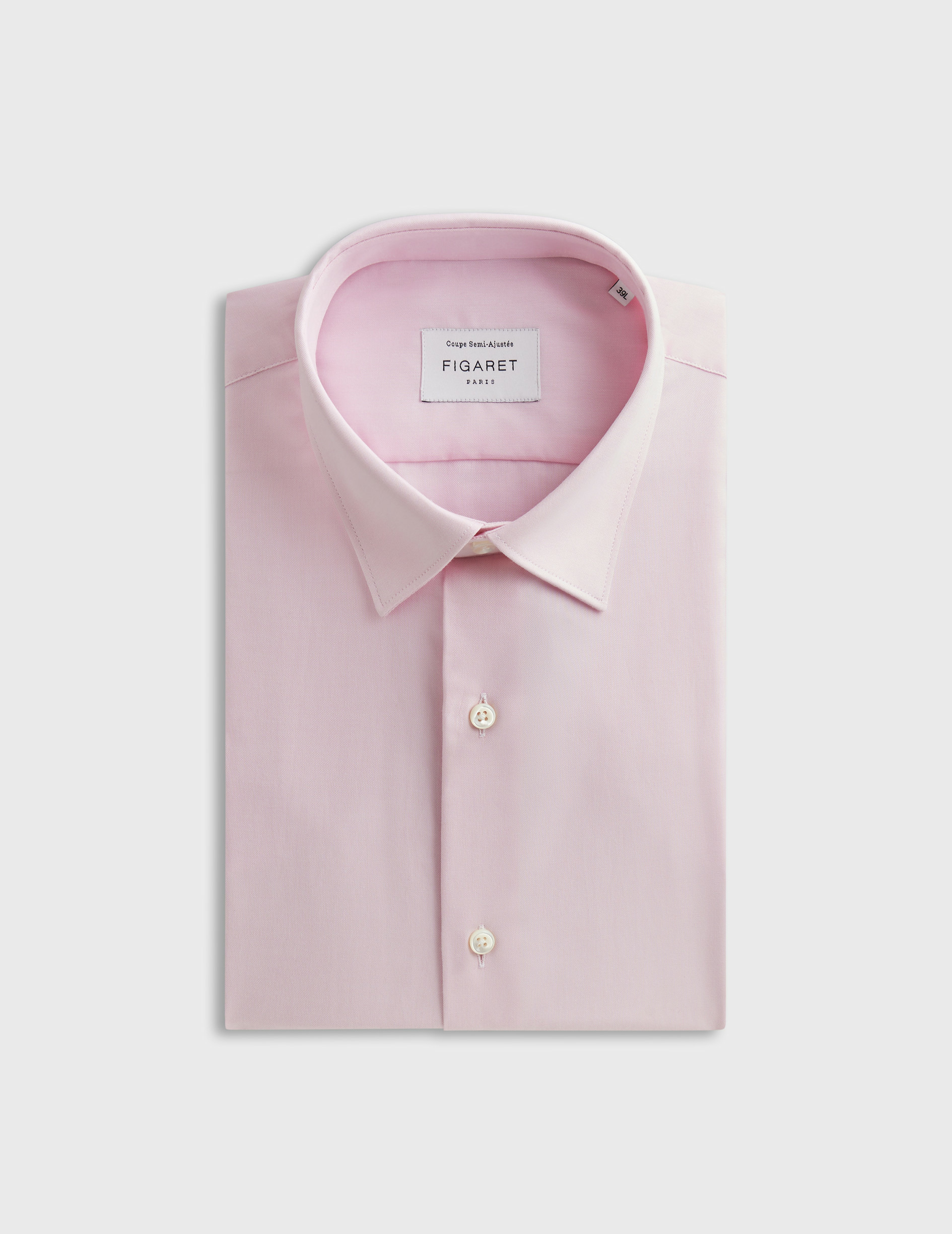 Chemise col figaret en pinpoint uni rose