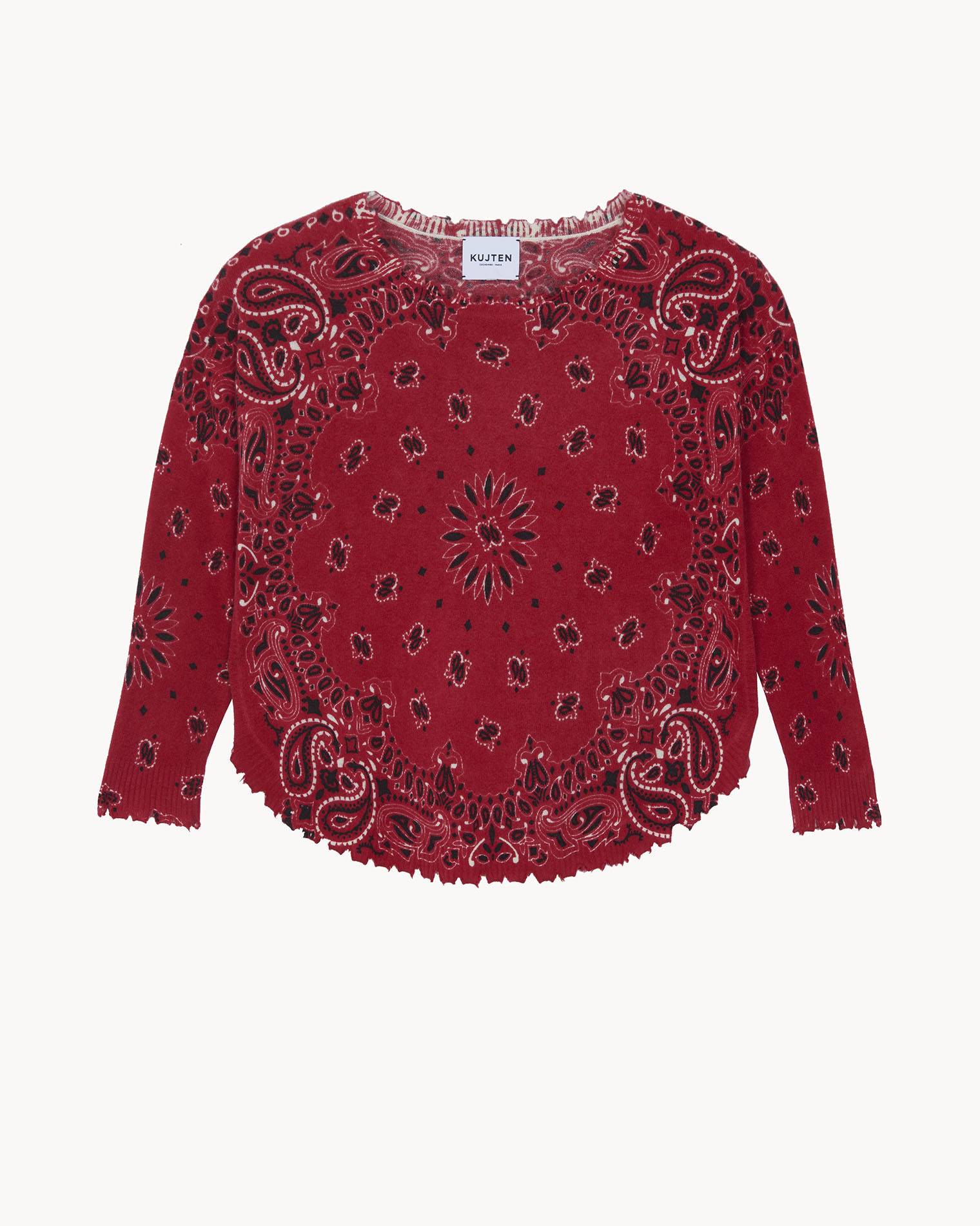 Pull Mela Bandana Bico Pull Cachemire Col Rond Imprimé, 2 fils