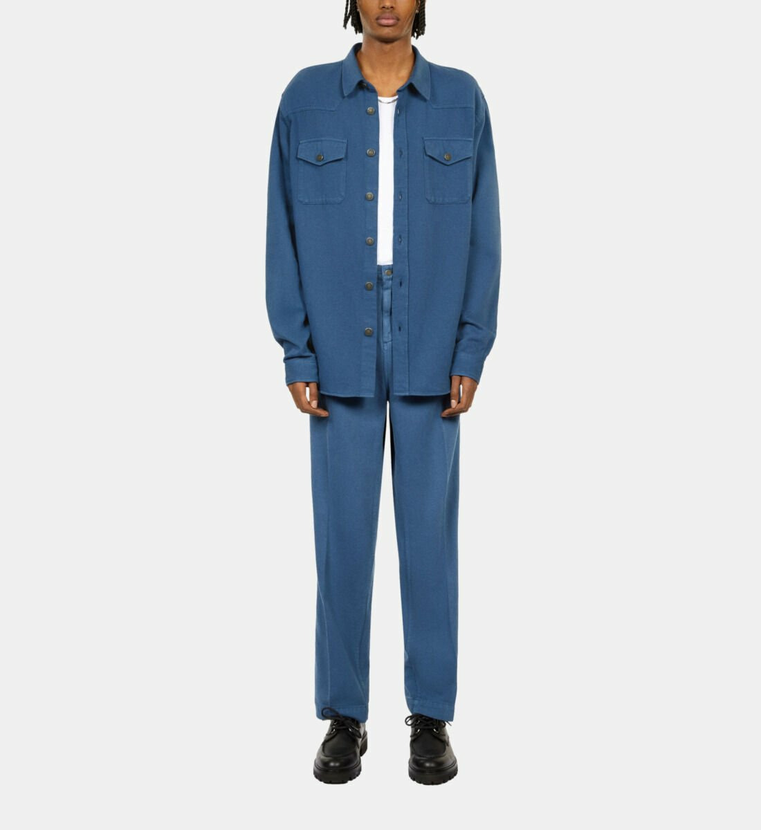 Chemise Bleue En Lin Et Coton Homme