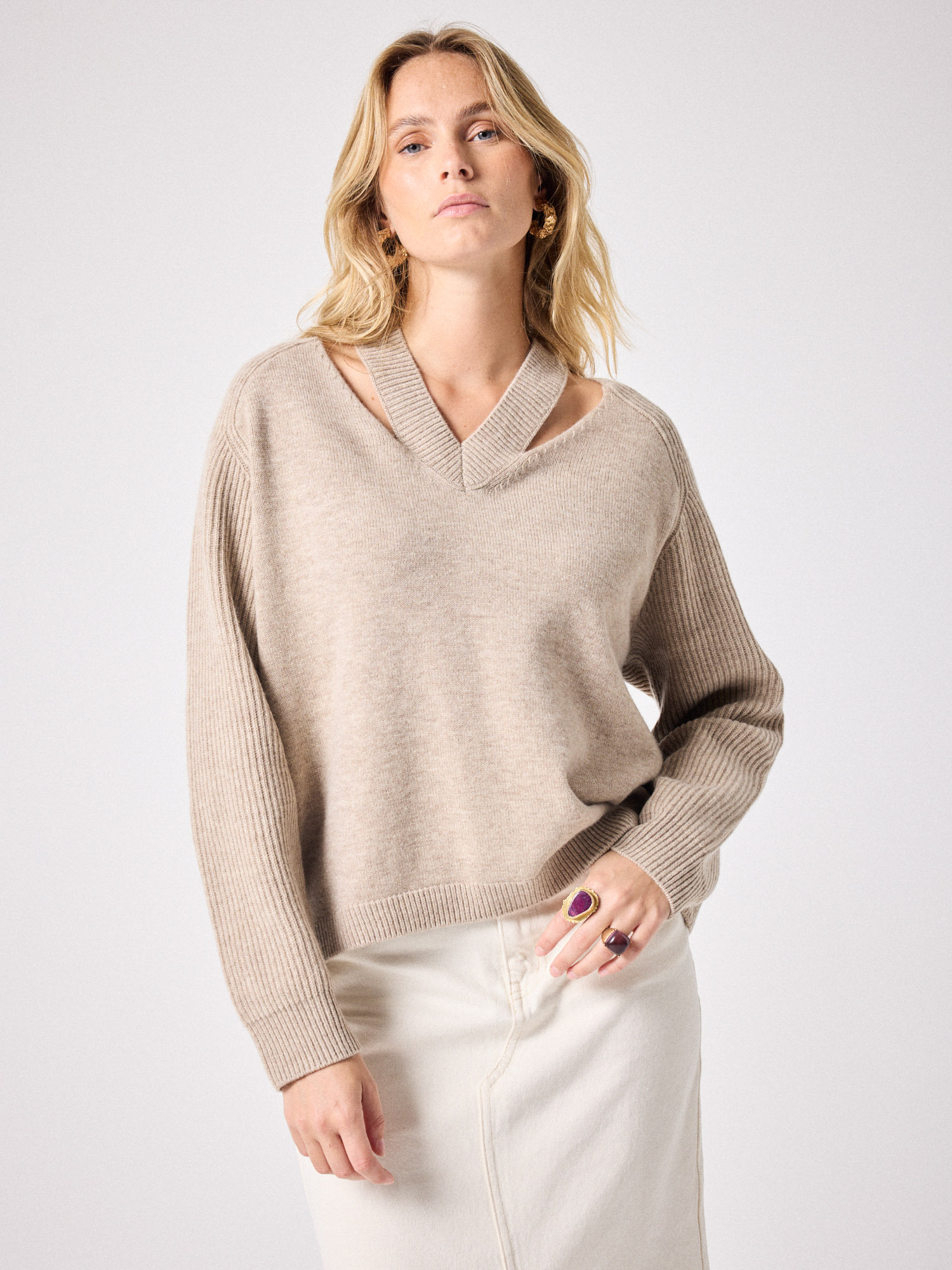 Pull laine Rainy TERRE FUMEE