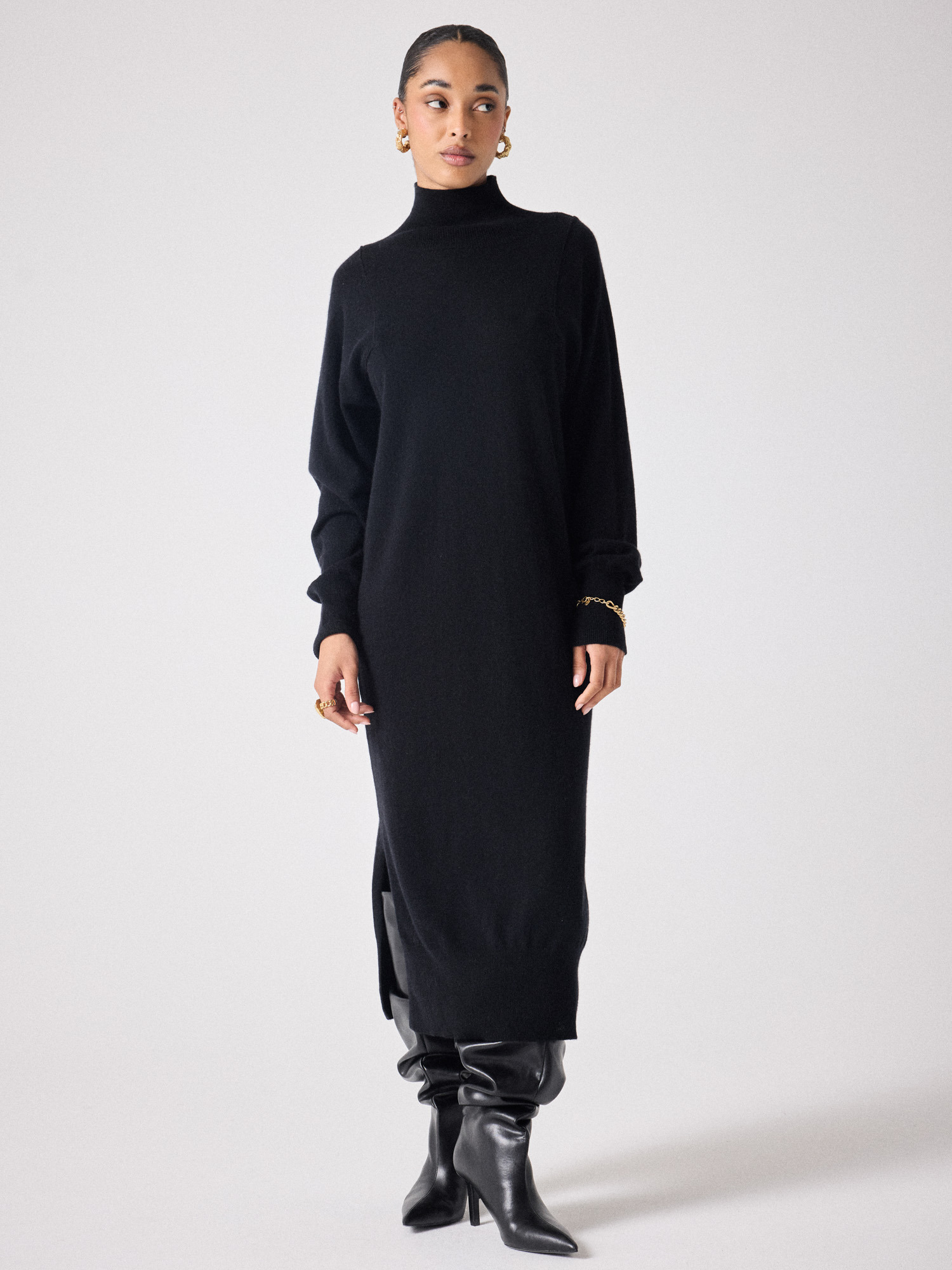 Robe en cachemire Maelly NOIR