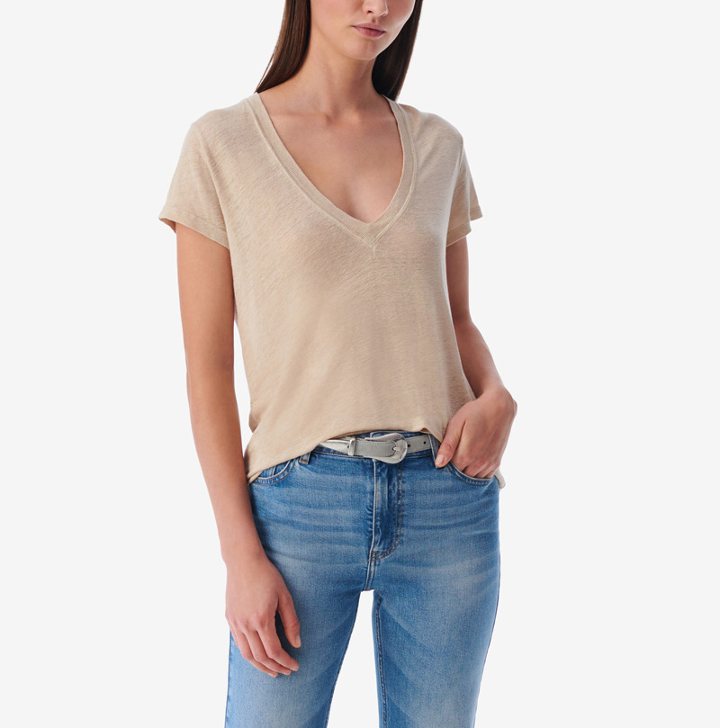 T-Shirt En Lin Col V Rodeo