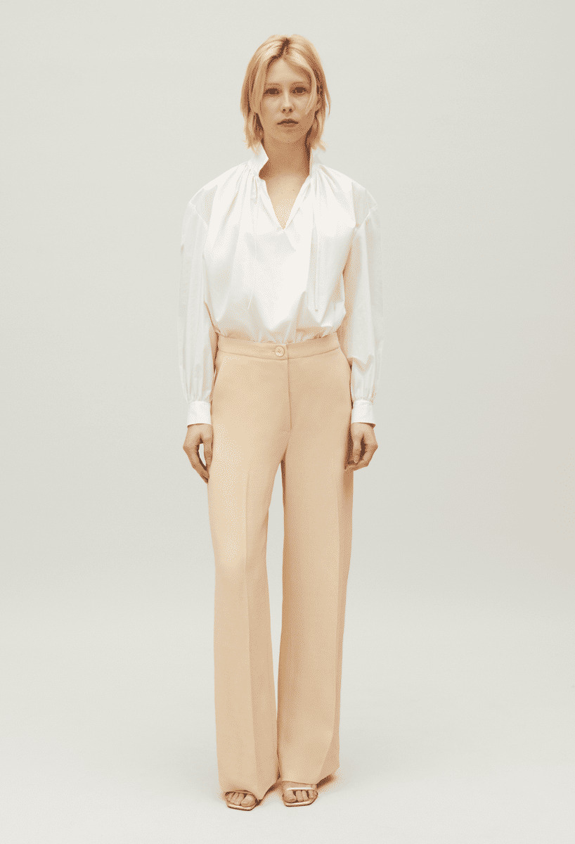 Pantalon large beige