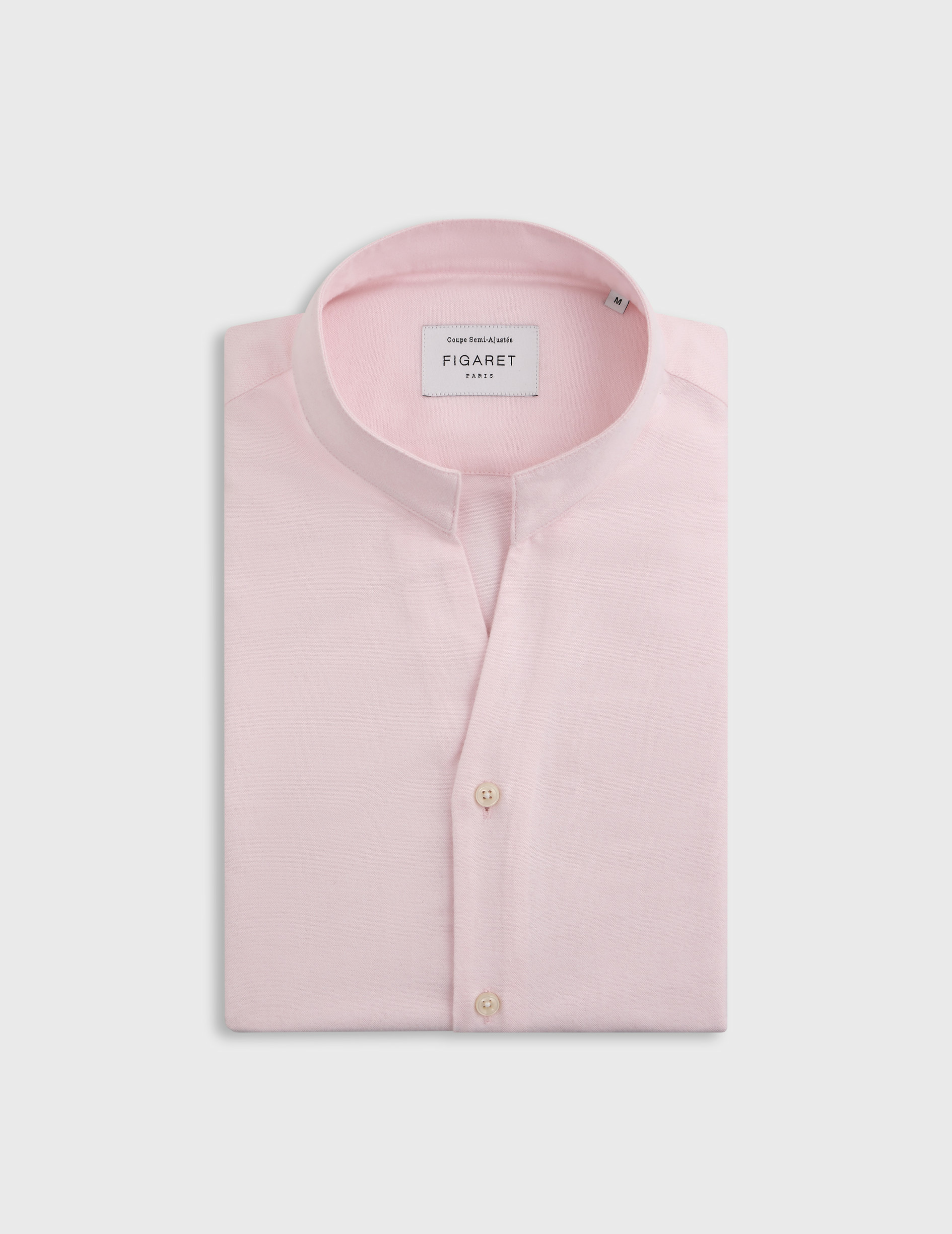 Chemise carl col droit ouvert en oxford gratté uni rose