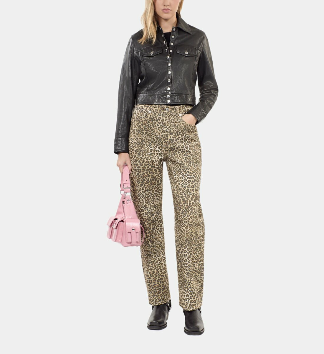 Jean Boyfriend Imprimé Léopard Femme