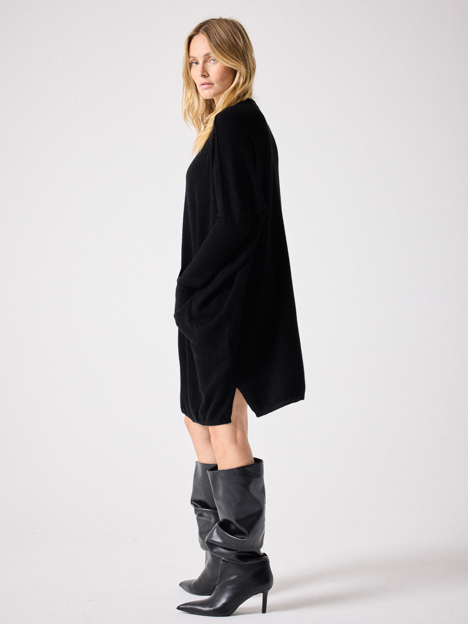 Robe poncho cachemire Bella NOIR