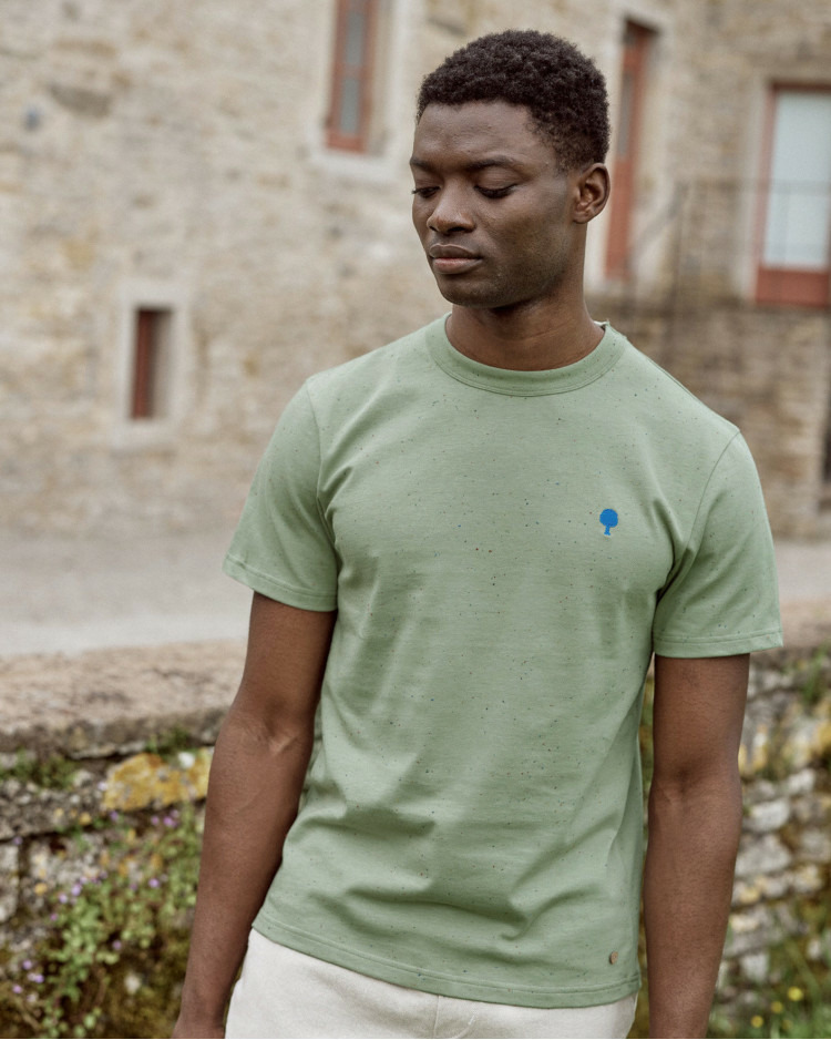 T-shirt kaki clair chiné