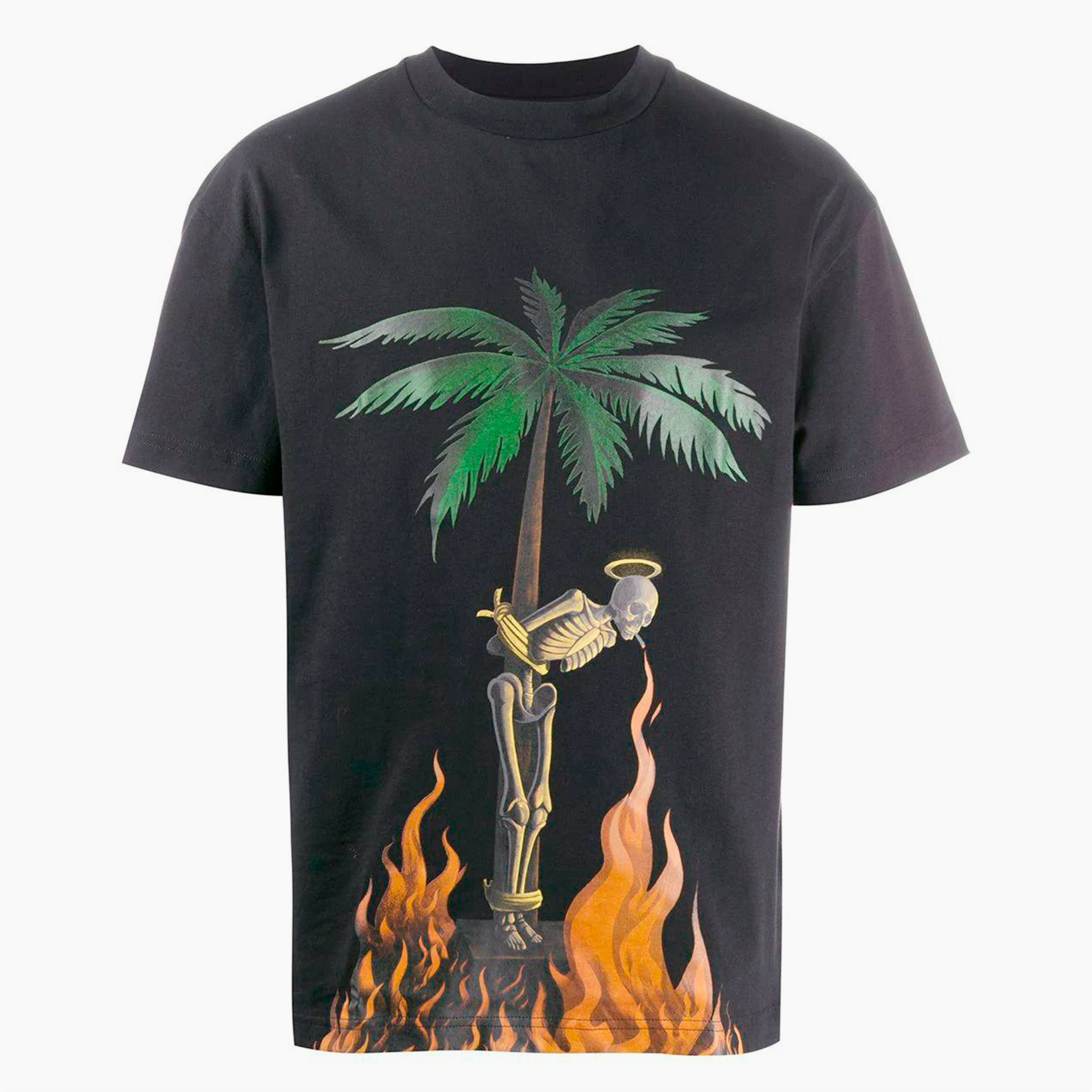 Palm Angels T-Shirt Burning Skeleton Noir