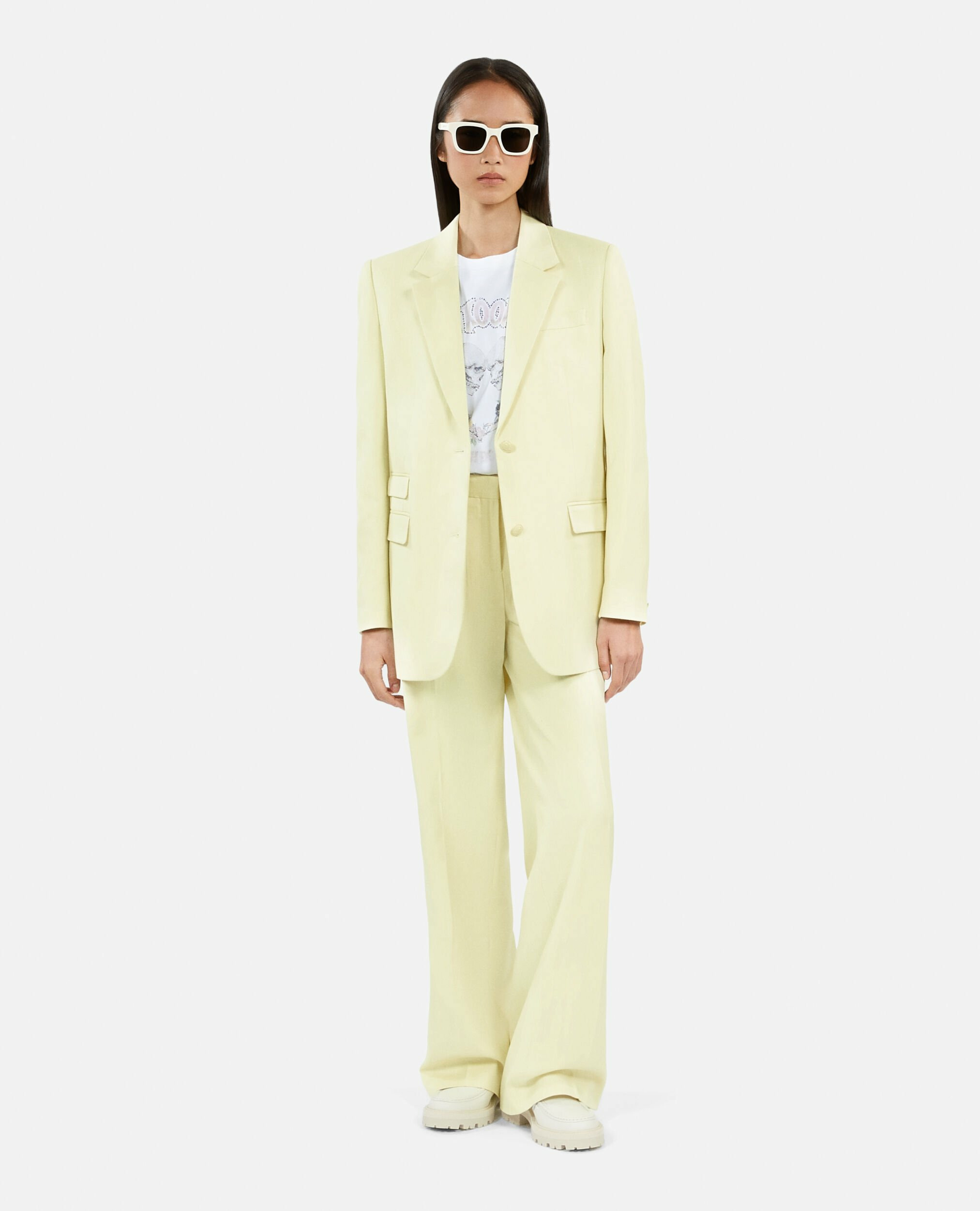 Veste Tailleur Jaune Clair Femme