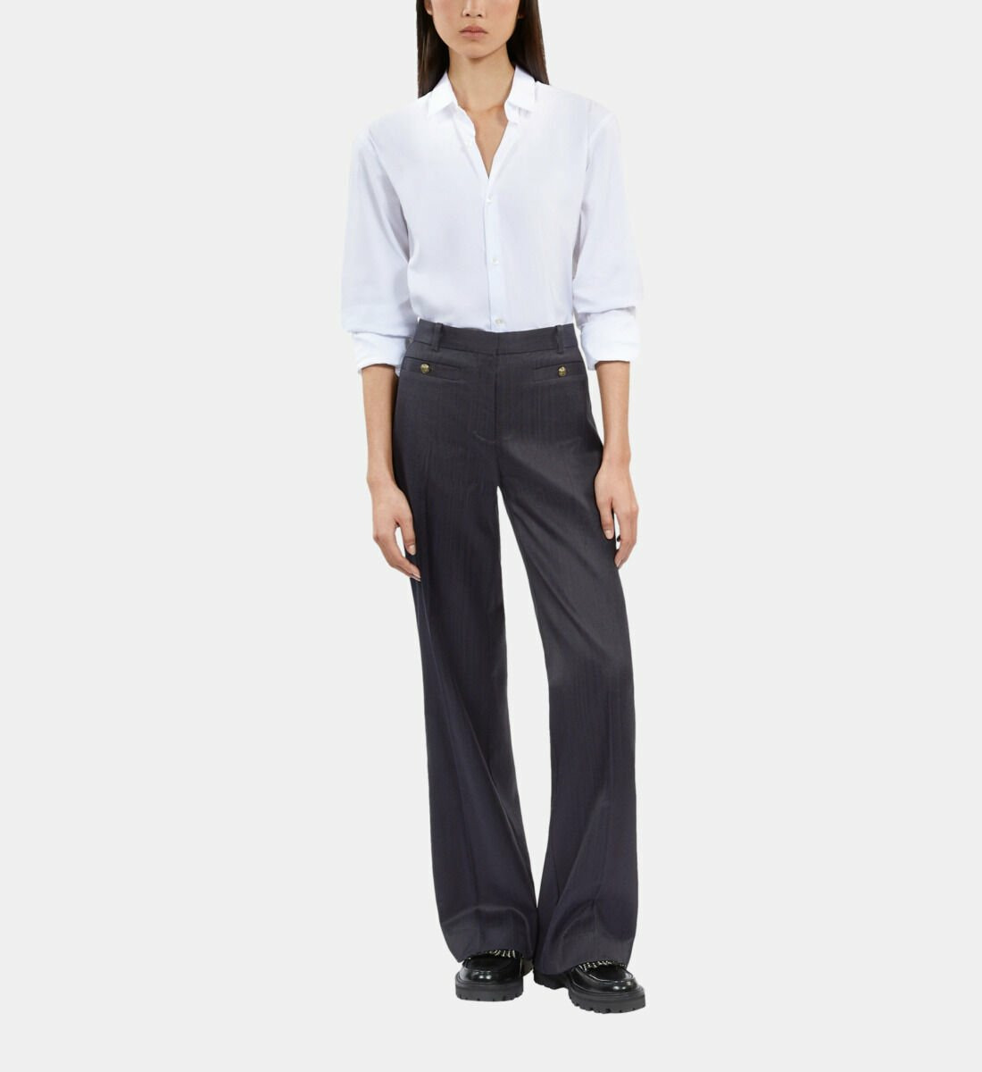 Pantalon Tailleur Bleu Marine Femme