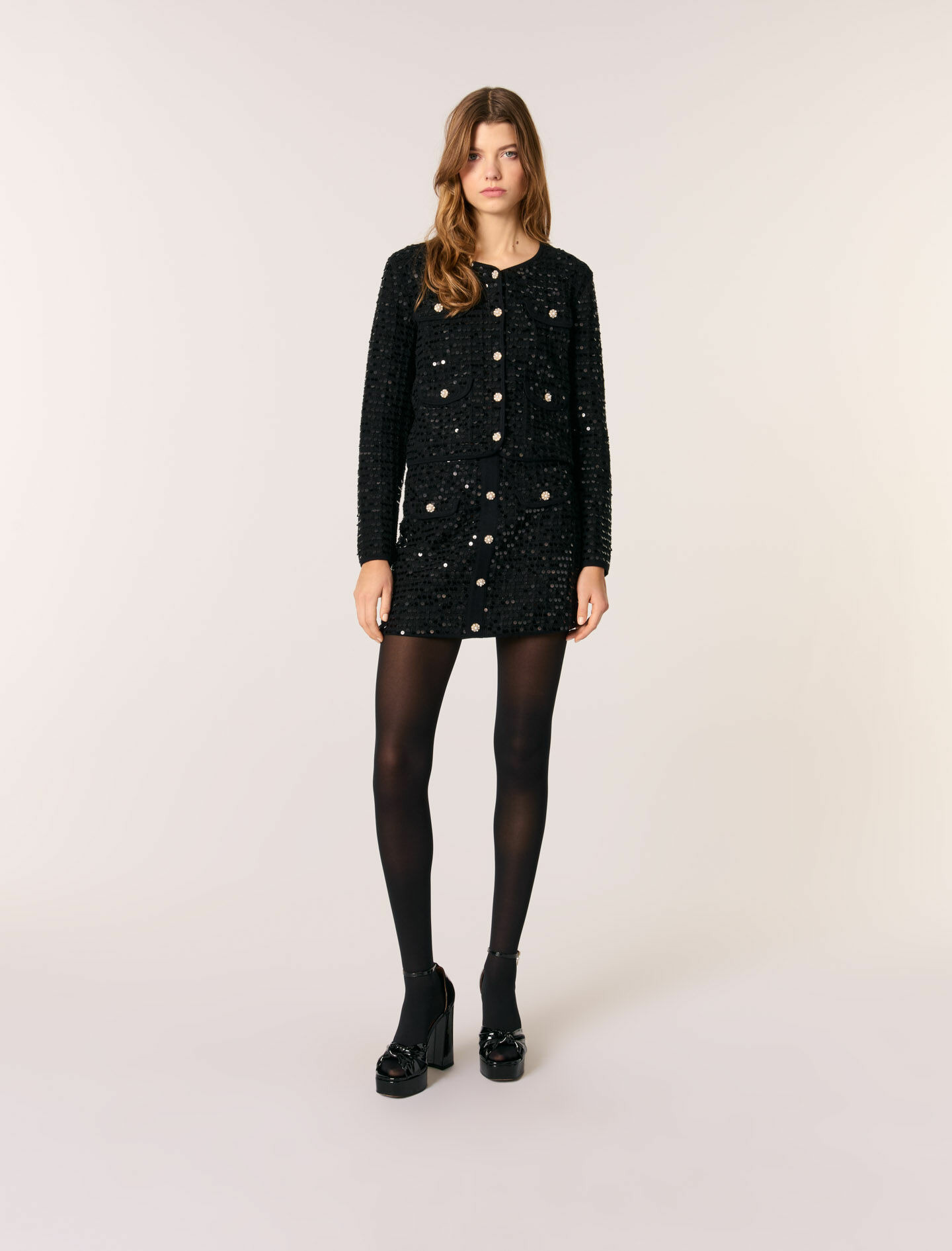 Cardigan court à sequins