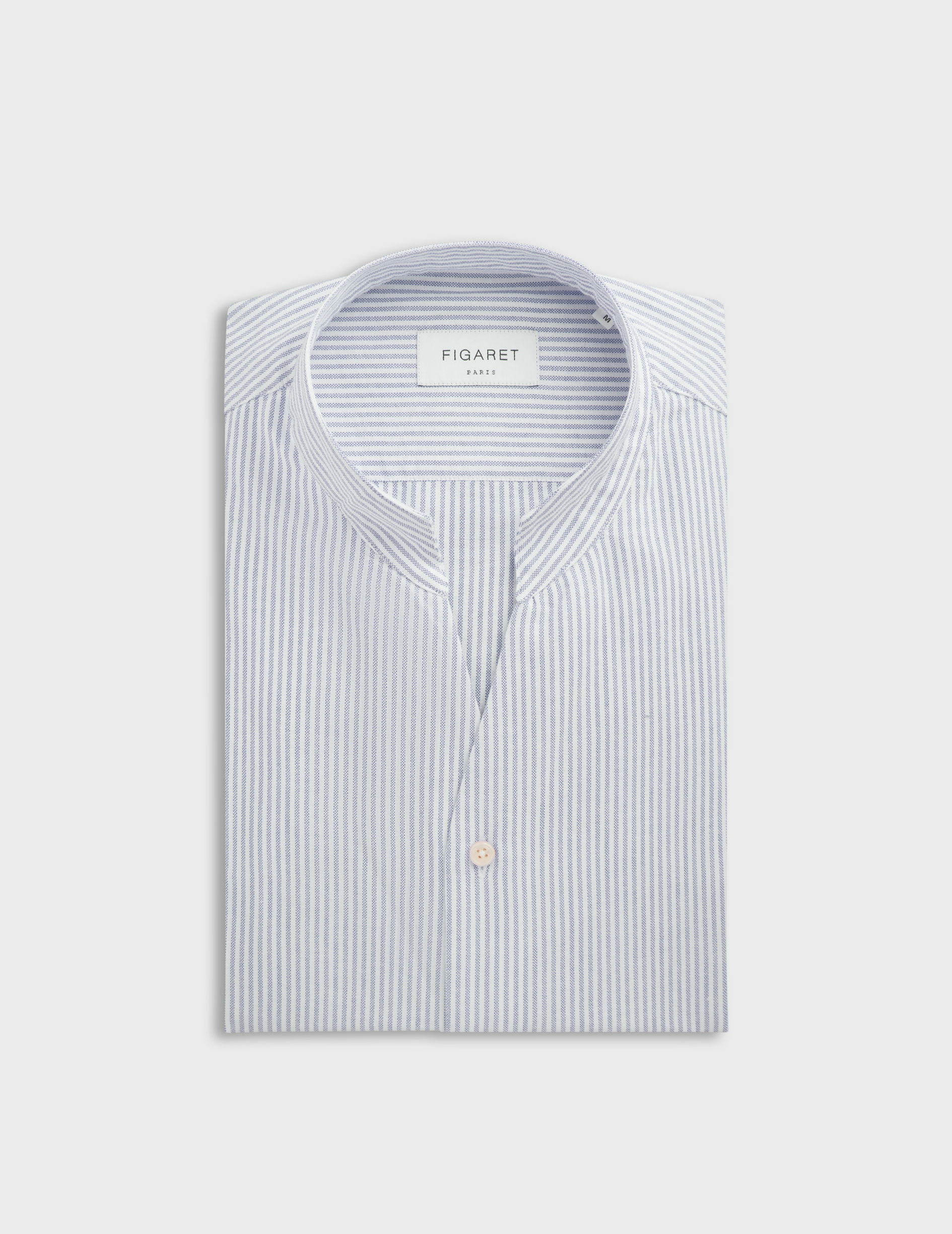 Chemise carl col droit ouvert en oxford gratté rayé marine