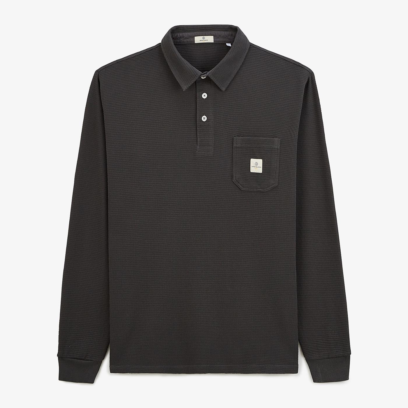 Polo manches longues Logano gaufré gris anthracite