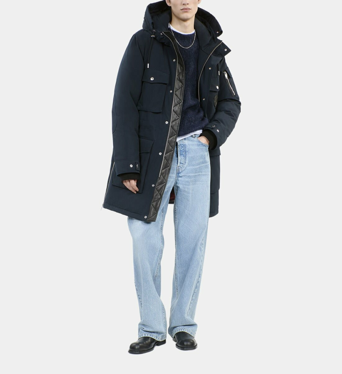 Parka À Capuche Bleu Marine Homme