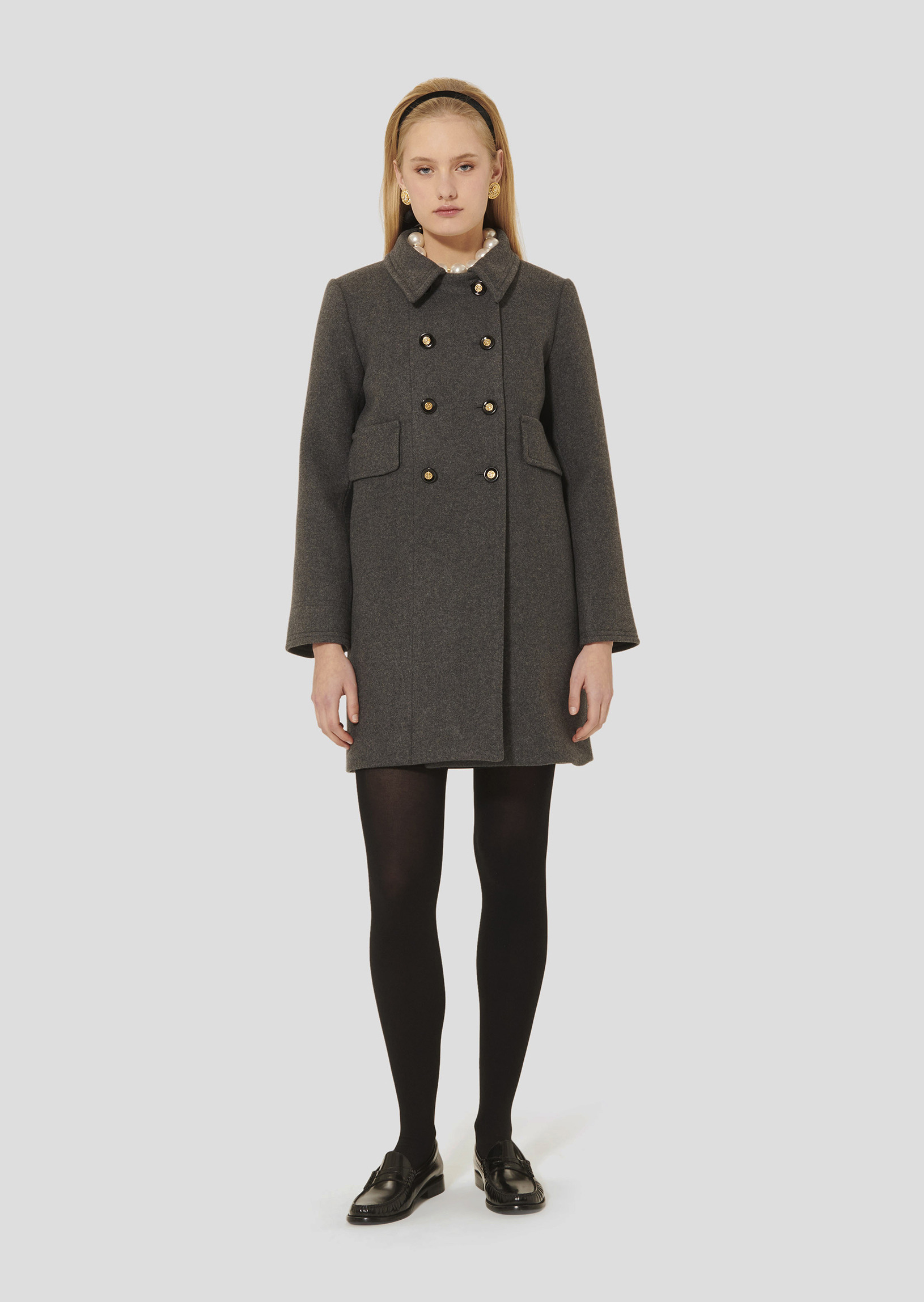 Manteau Marceau-Gris Chine en Laine Froide