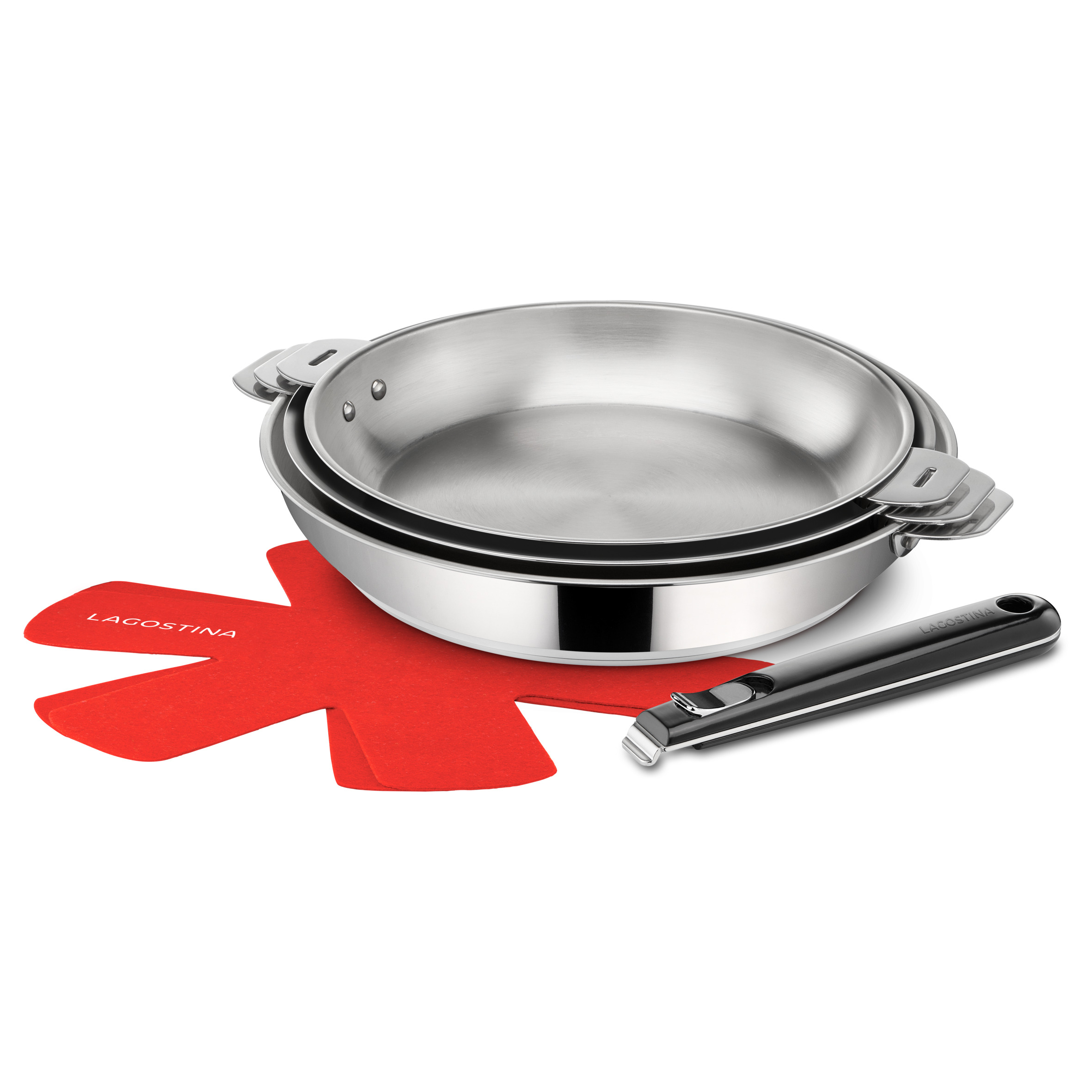 Salvaspazio+ 8-Piece Cookware Set, Lagotherm® Base, 18/10 Stainless Steel