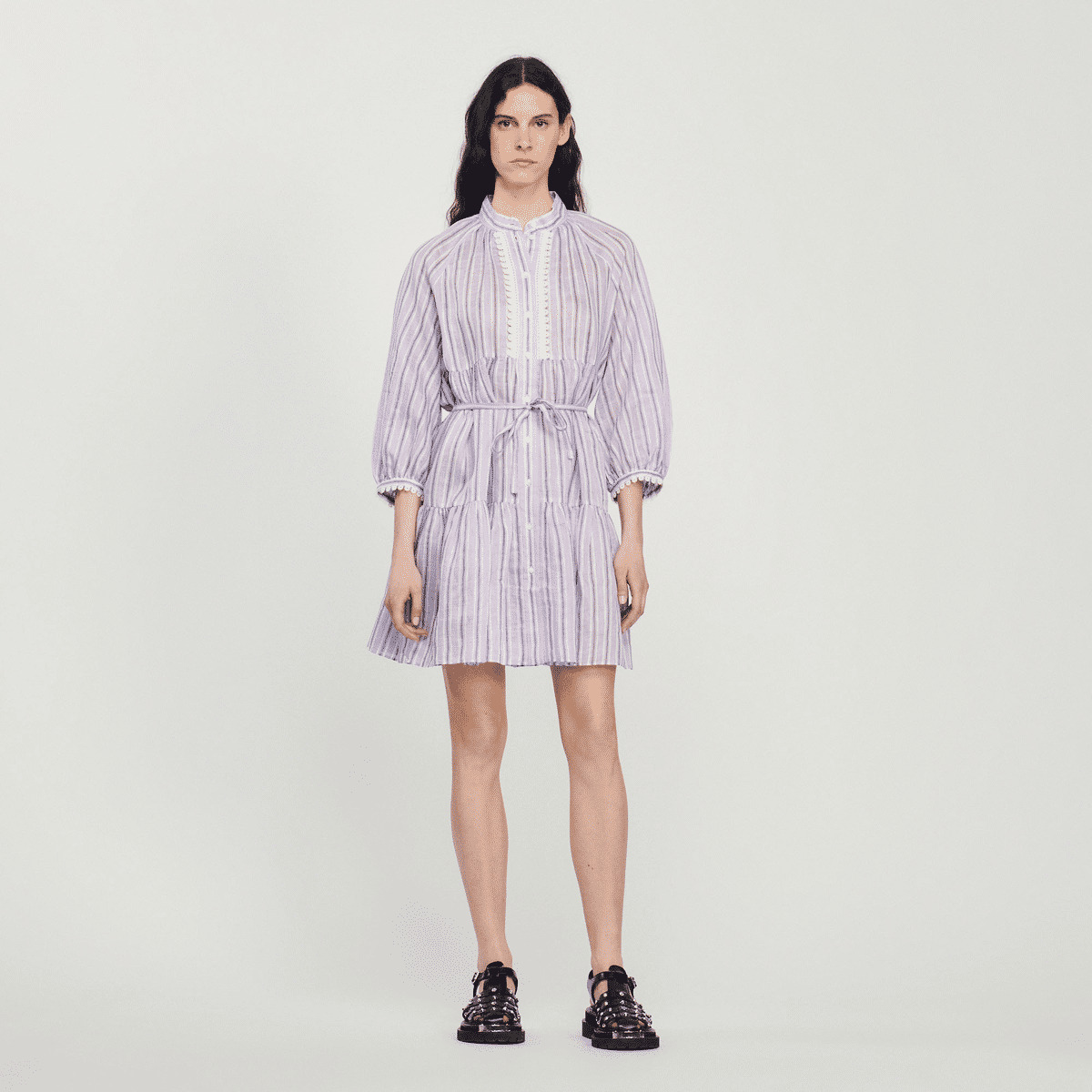 Robe courte à rayures