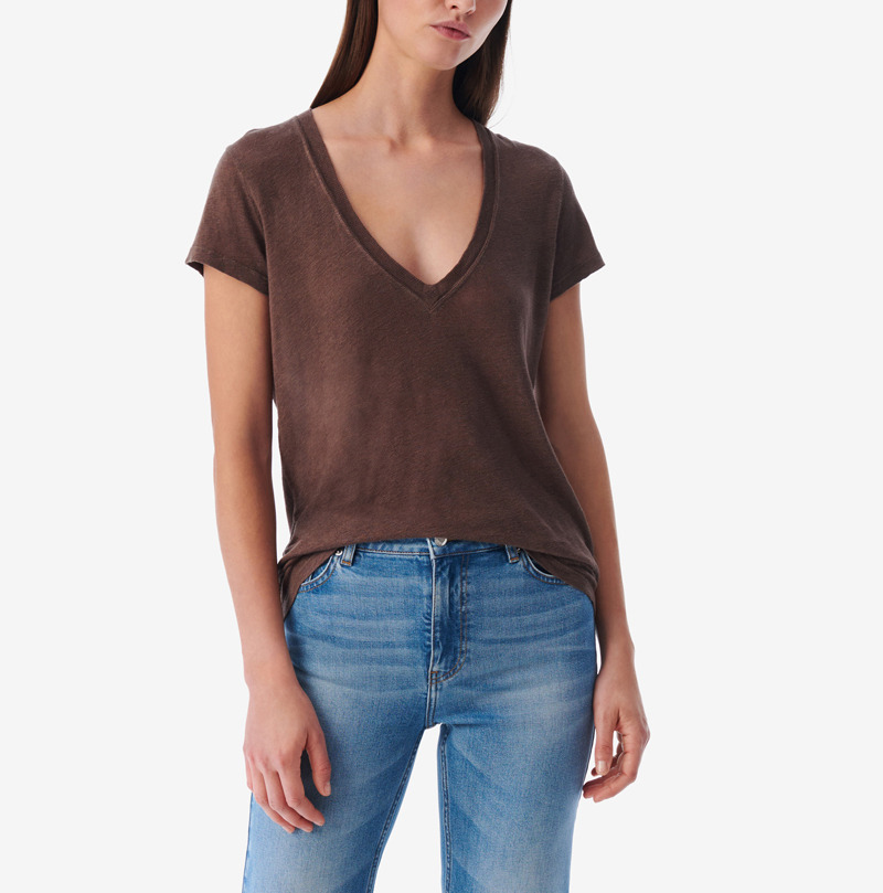 T-Shirt En Lin Col V Rodeo
