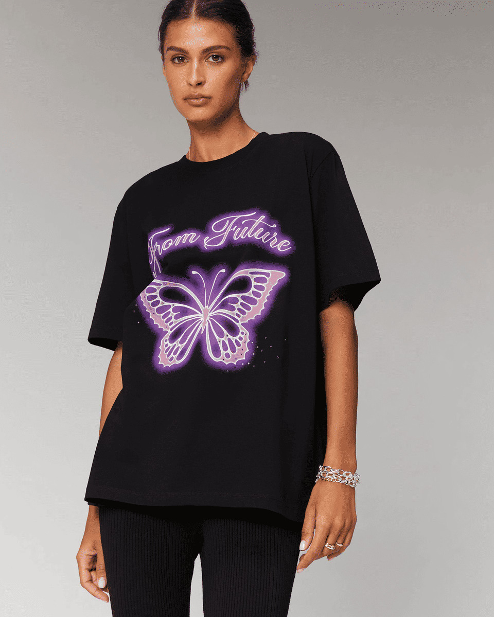 T-Shirt Col Rond Papillon