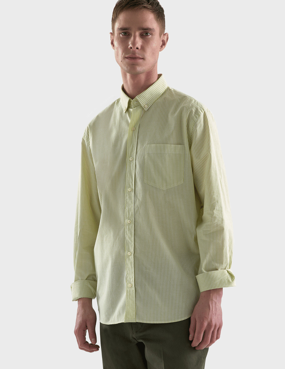 Chemise Gabriel rayée vert anis