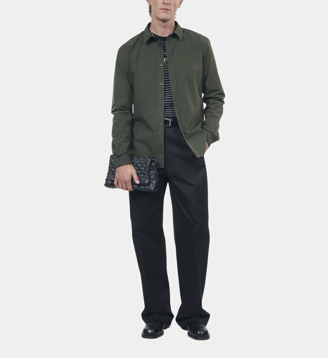 Chemise En Popeline Kaki Homme