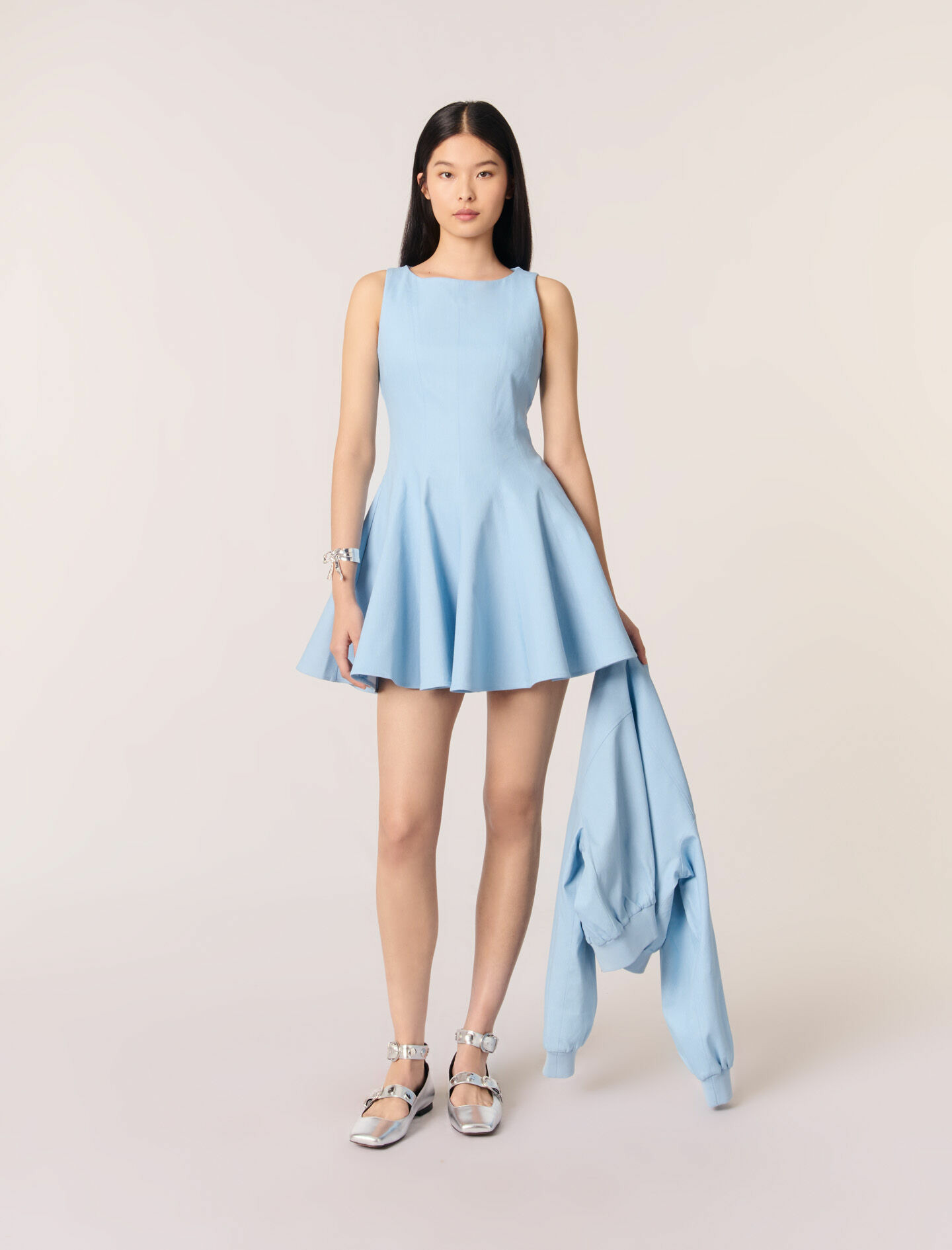 Robe courte évasée en coton