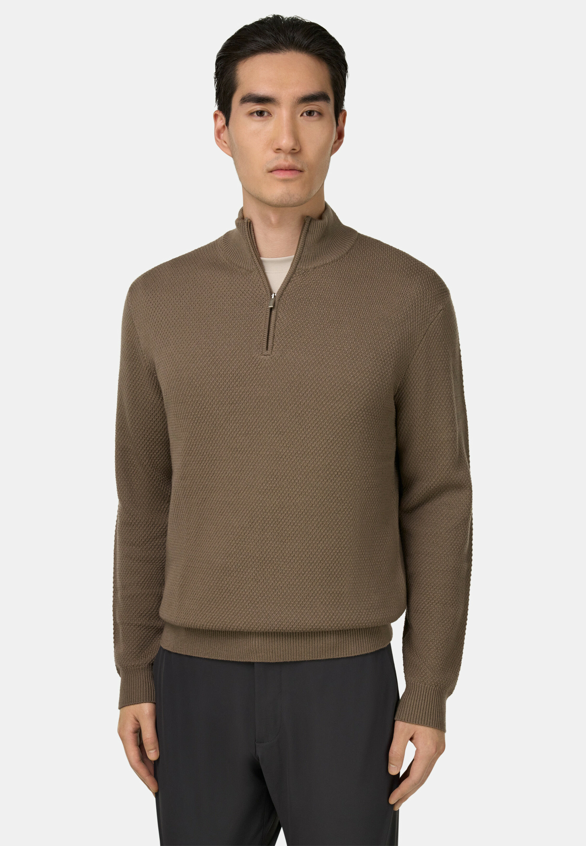 Pull Demi Zip En Maille De Laine Mérinos