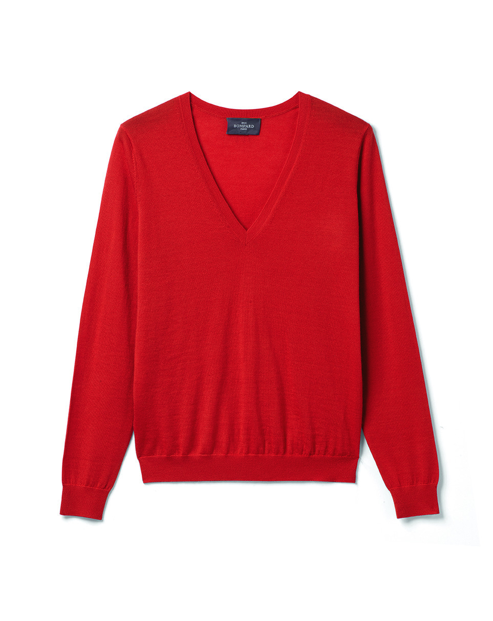 Pull col V ultrafin - Femme - CINABRE